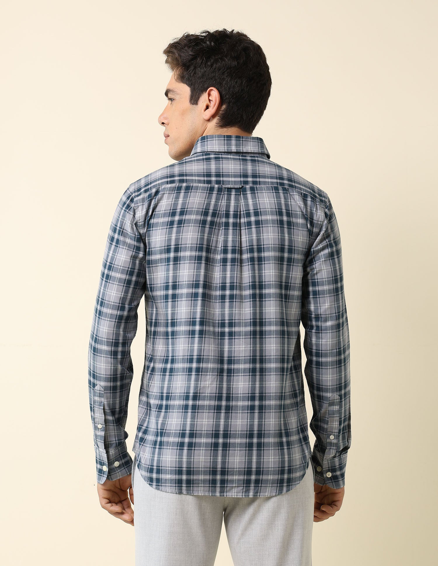 Pure Cotton Grid Tattersall Checked Shirt Grey - U.S. POLO ASSN. | Large