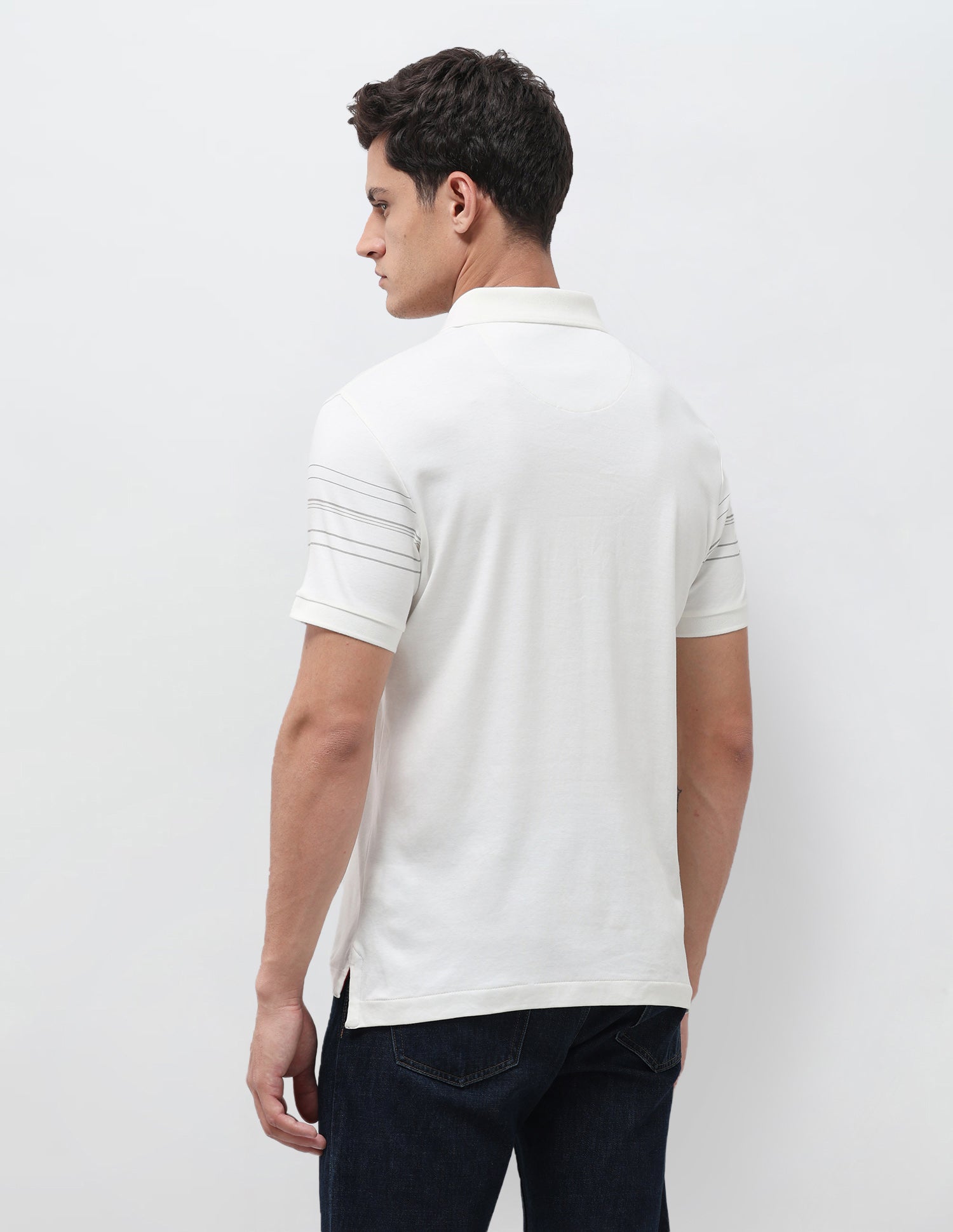 Vertical Striped Slim Fit Polo Shirt Off White - U.S. Polo Assn. India | Large