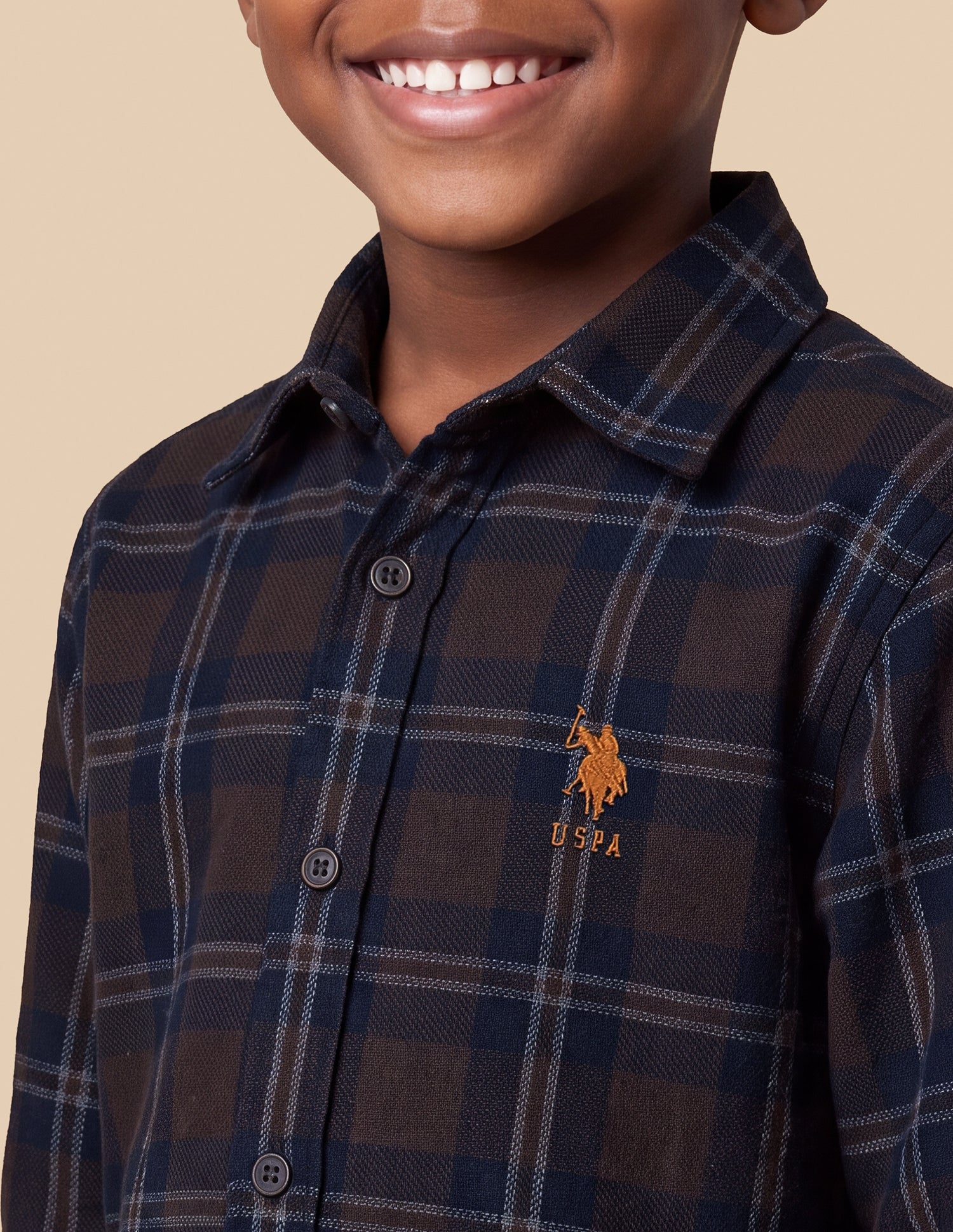Corduroy Plaid Checked Shirt Brown - U.S. Polo Assn. India | Large