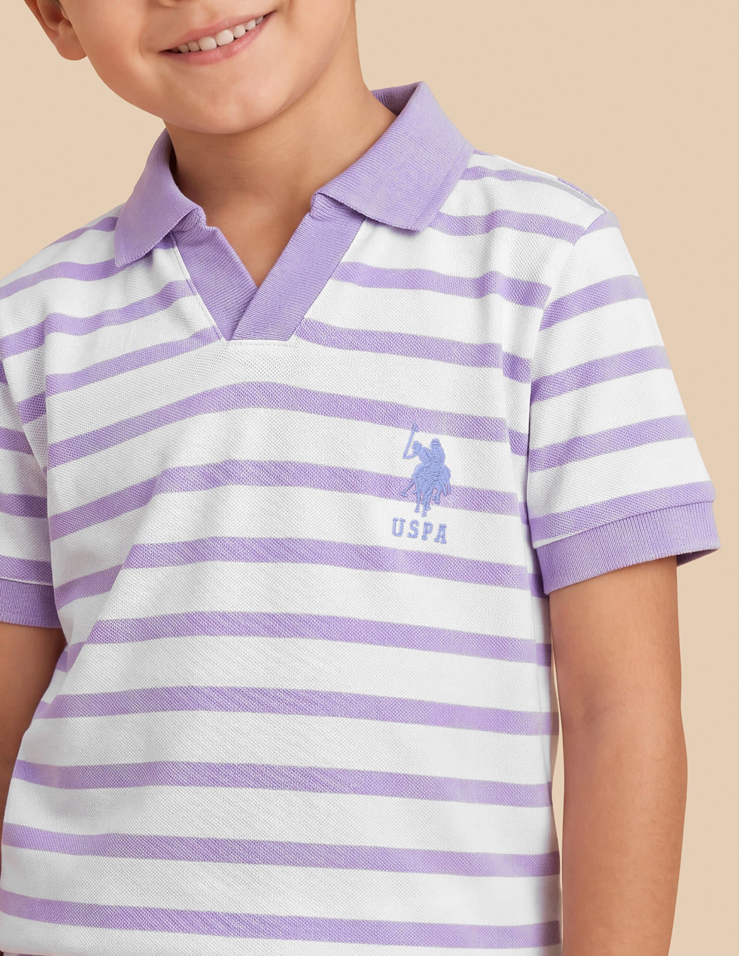 Horizontal Striped Regular Fit Polo Shirt Purple - U.S. Polo Assn. India | Large