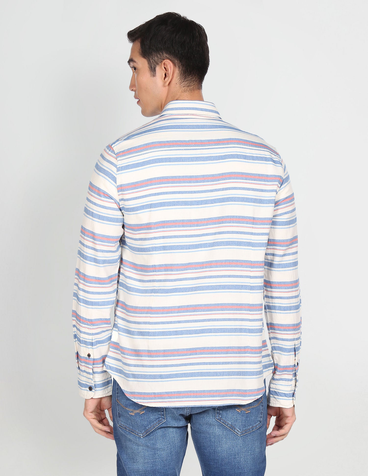 Patch Pocket Stripe Casual Shirt Ivory - U.S. POLO ASSN. | Large