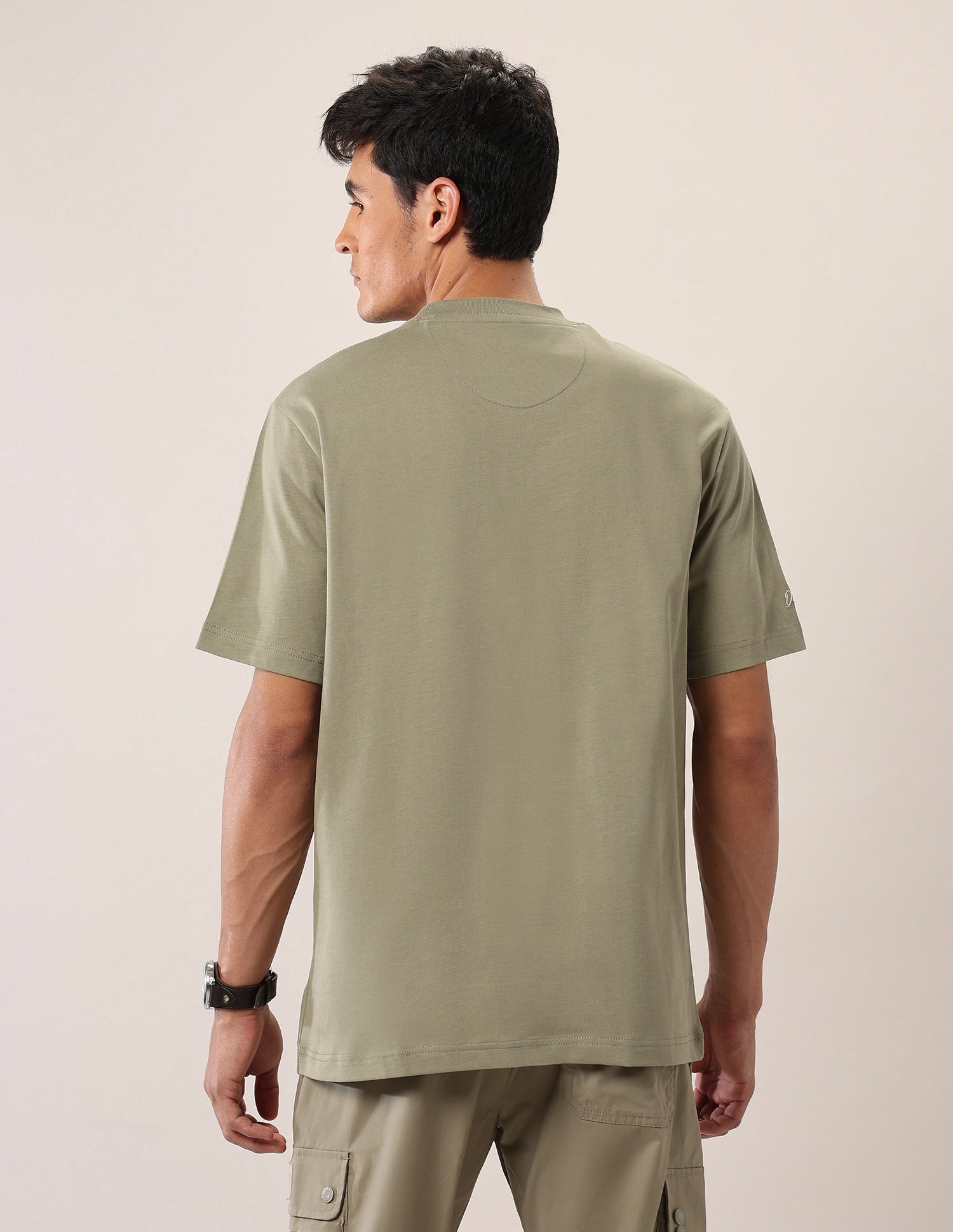 Brand Printed Oversized Fit T-Shirt Light Olive - U.S. Polo Assn. India | Large