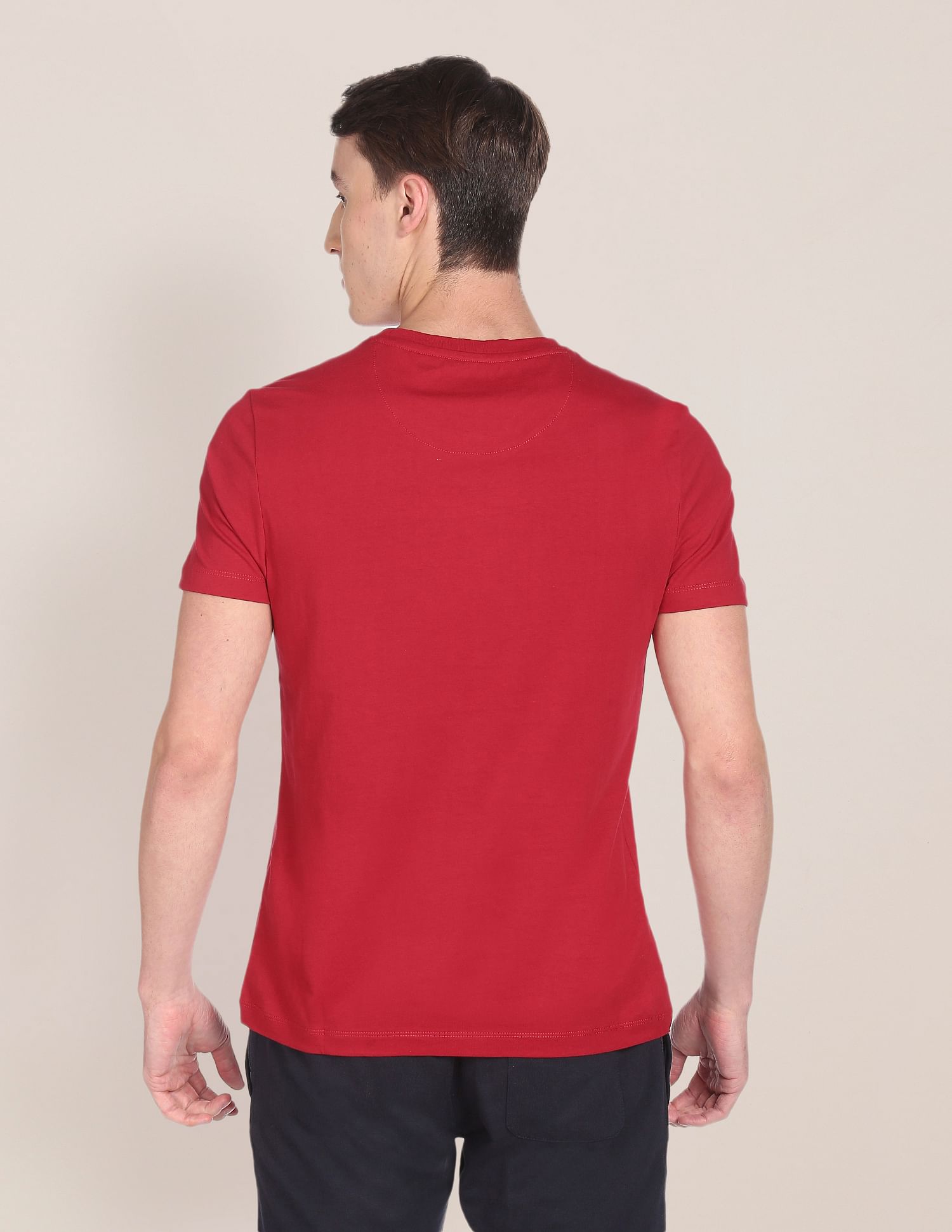 Crew Neck Brand Print Cotton T-Shirt Red - U.S. POLO ASSN. | Large