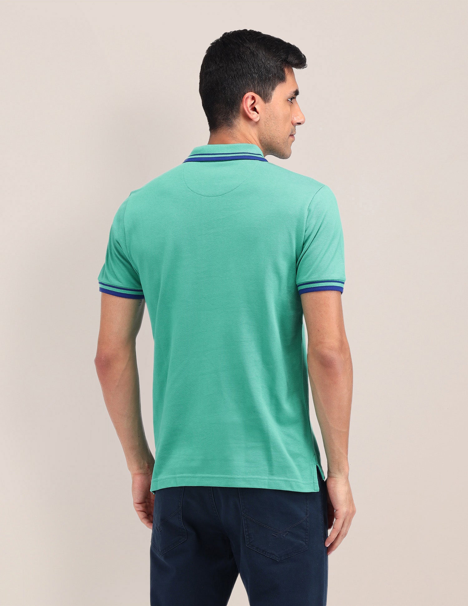 Solid Pattern Cotton Polo Shirt Green - U.S. Polo Assn. India | Large