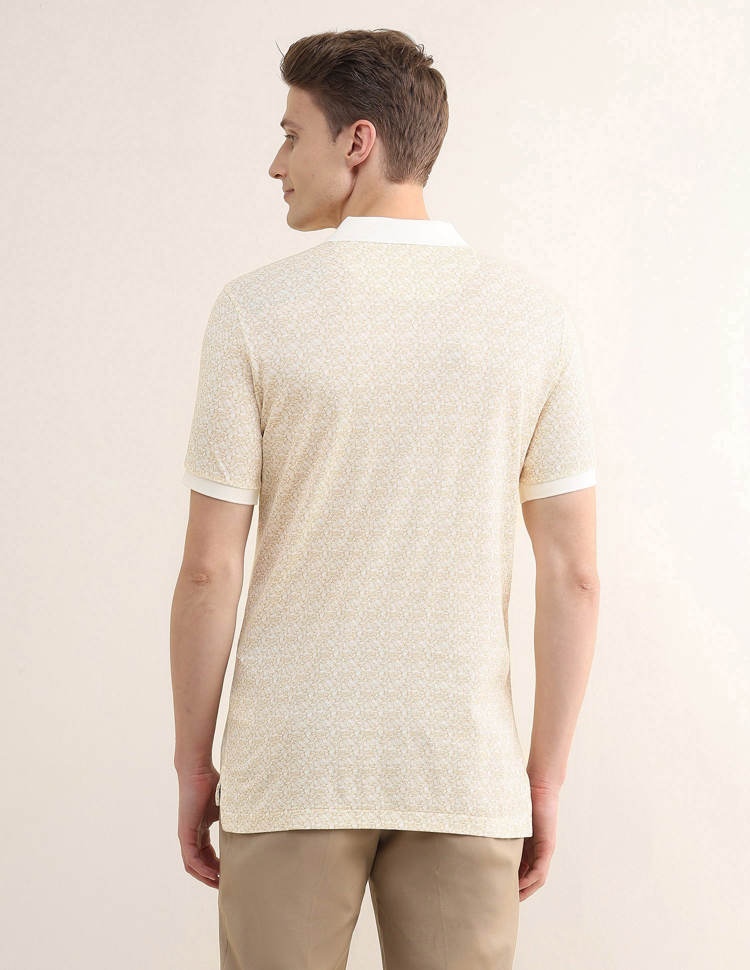 Tropical Printed Slim Fit Polo Shirt Beige - U.S. Polo Assn. India | Large