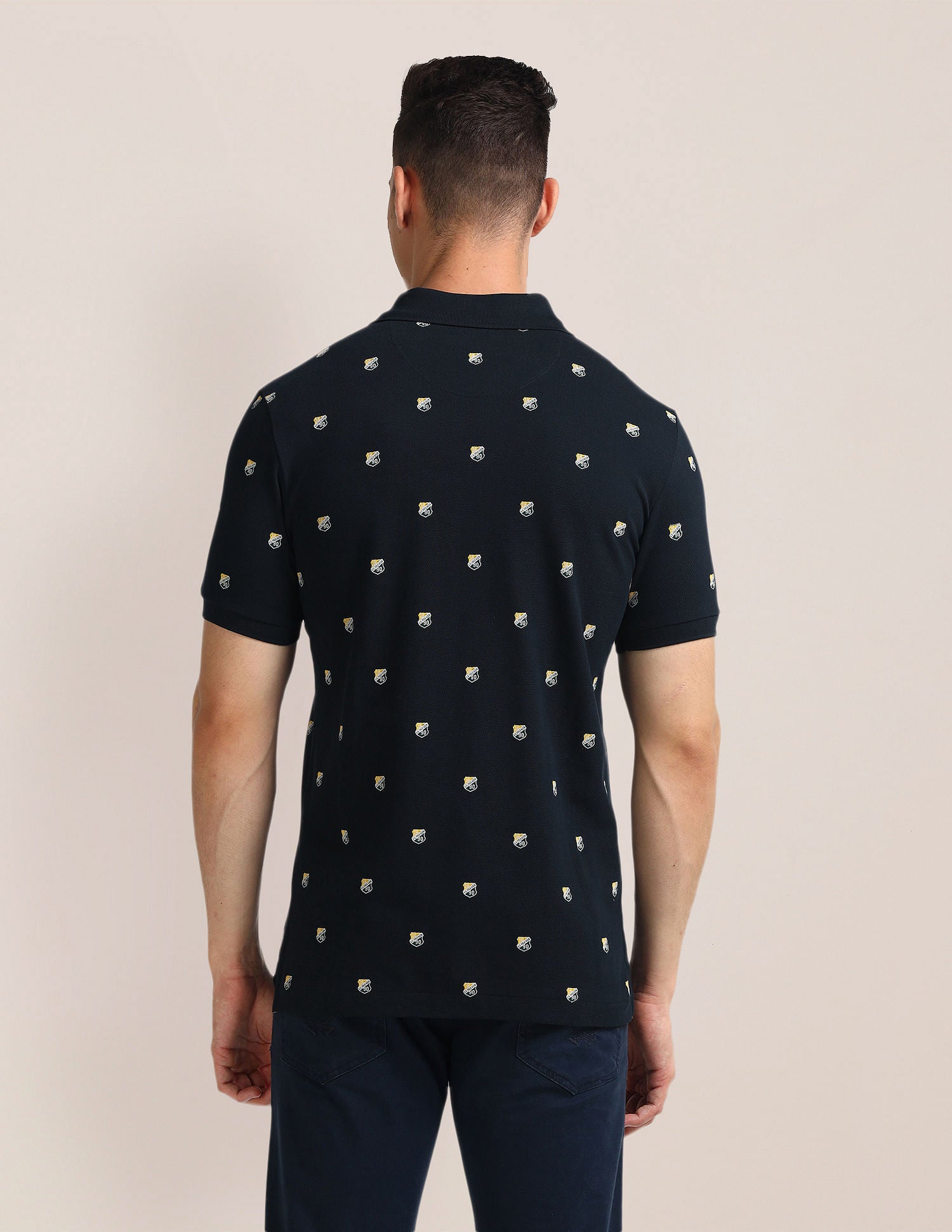 Brand Print Slim Fit Polo Shirt Navy - U.S. Polo Assn. India | Large