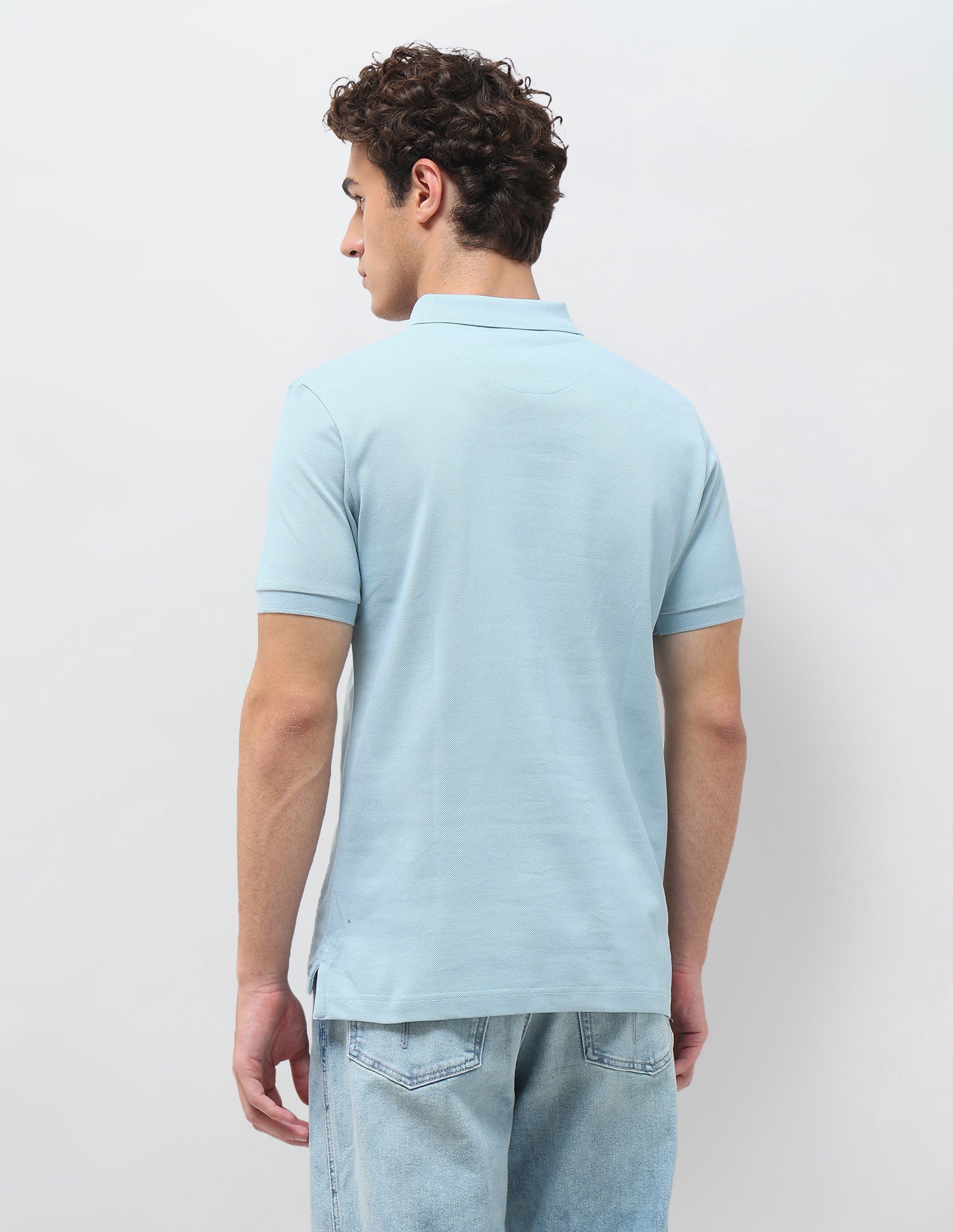 Solid Slim Fit Polo Shirt Light Blue - U.S. Polo Assn. India | Large