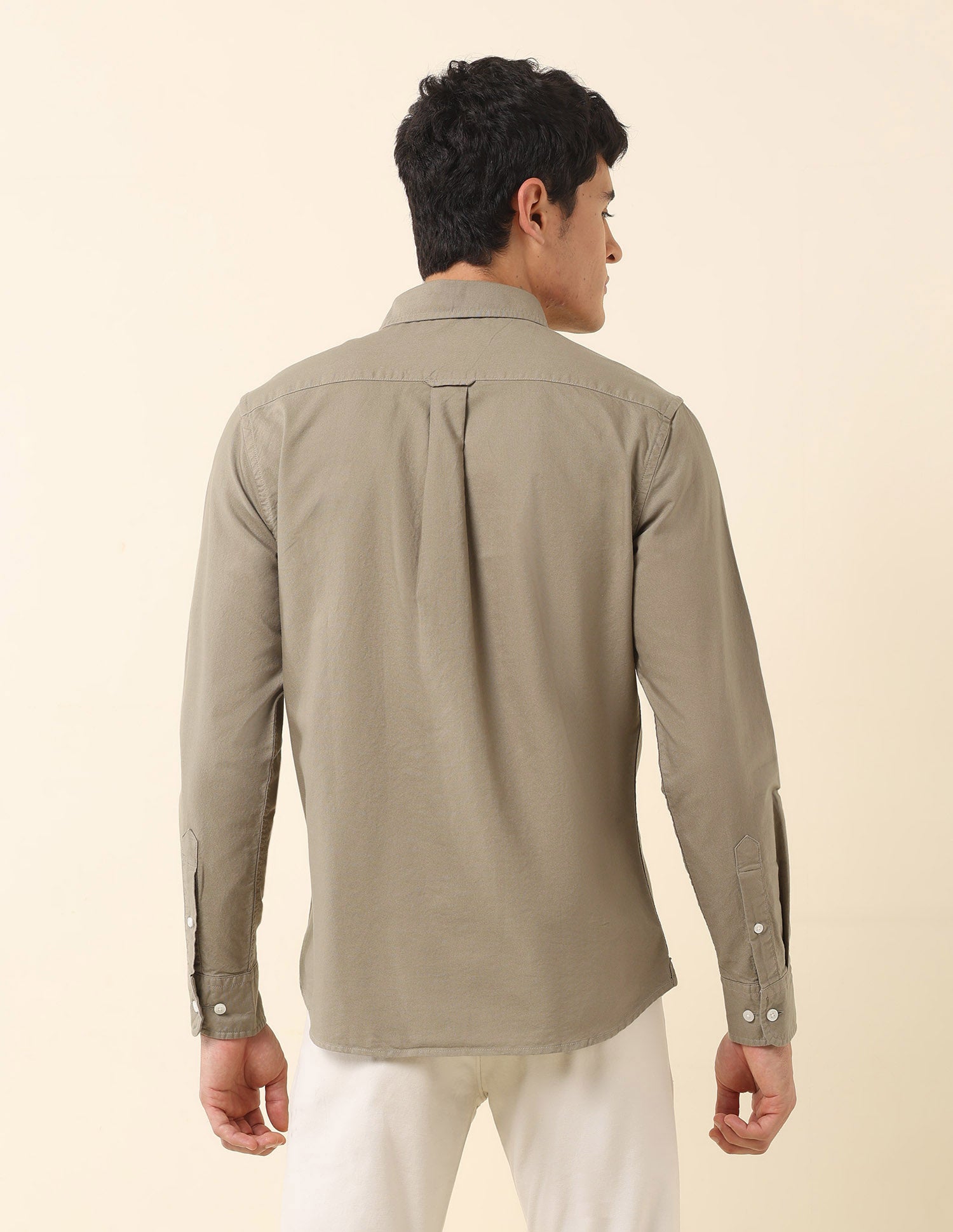 Tailored Fit Pure Cotton Oxford Shirt Olive - U.S. Polo Assn. India | Large