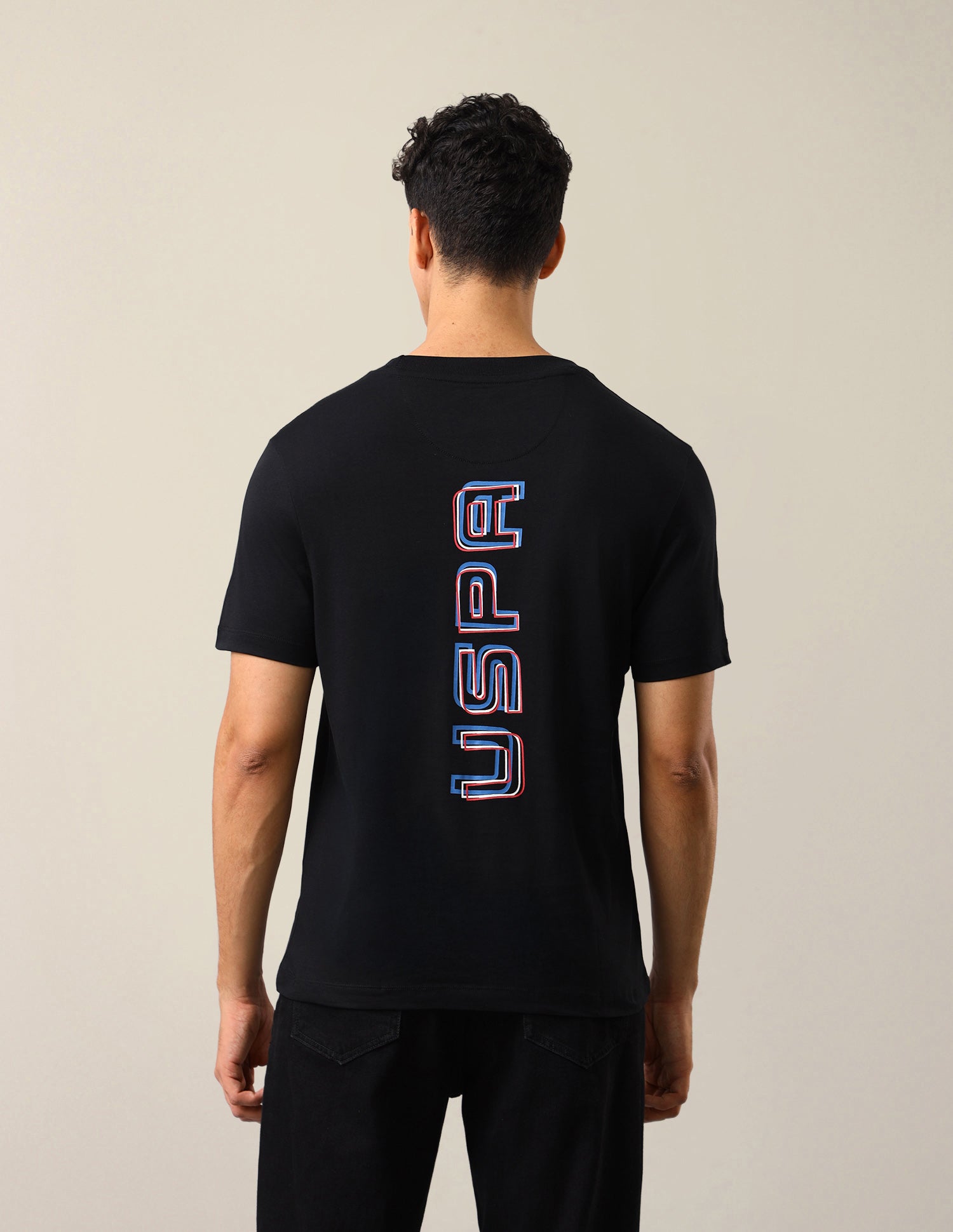 Brand Typographic Printed Regular Fit T-Shirt Black - U.S. Polo Assn. India | Large