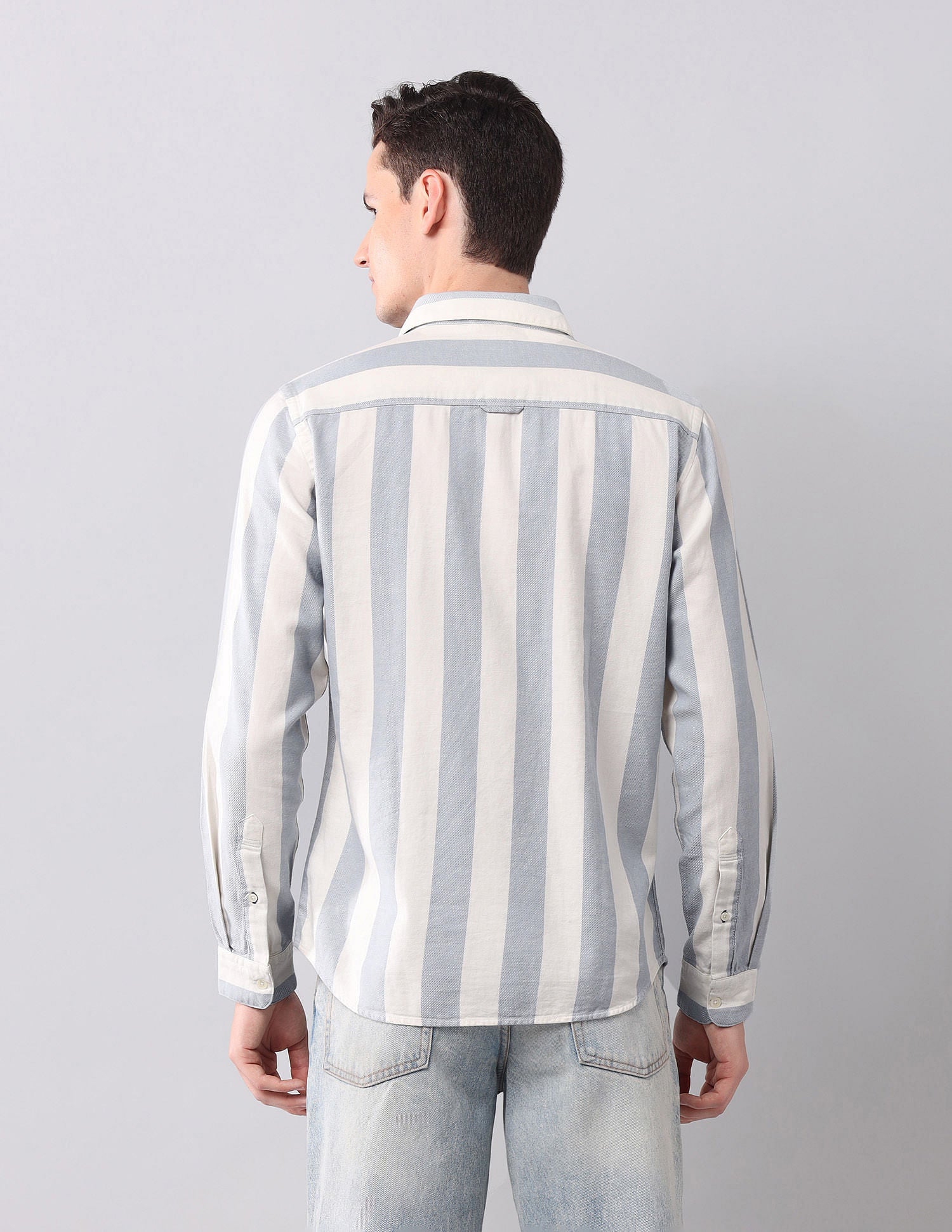 Vertical Striped Pure Cotton Shirt Blue - U.S. POLO ASSN. | Large