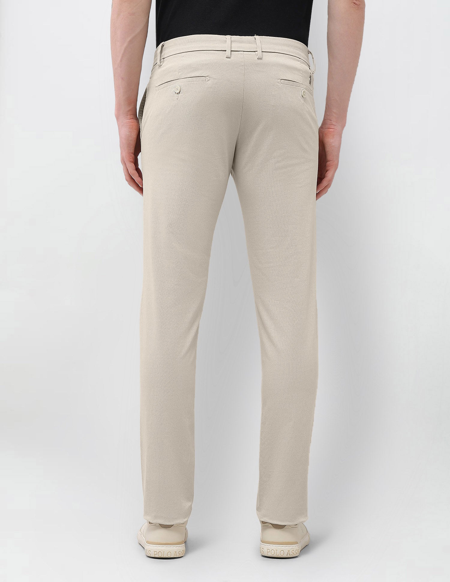 Textured Denver Slim Fit Trousers Beige - U.S. Polo Assn. India | Large