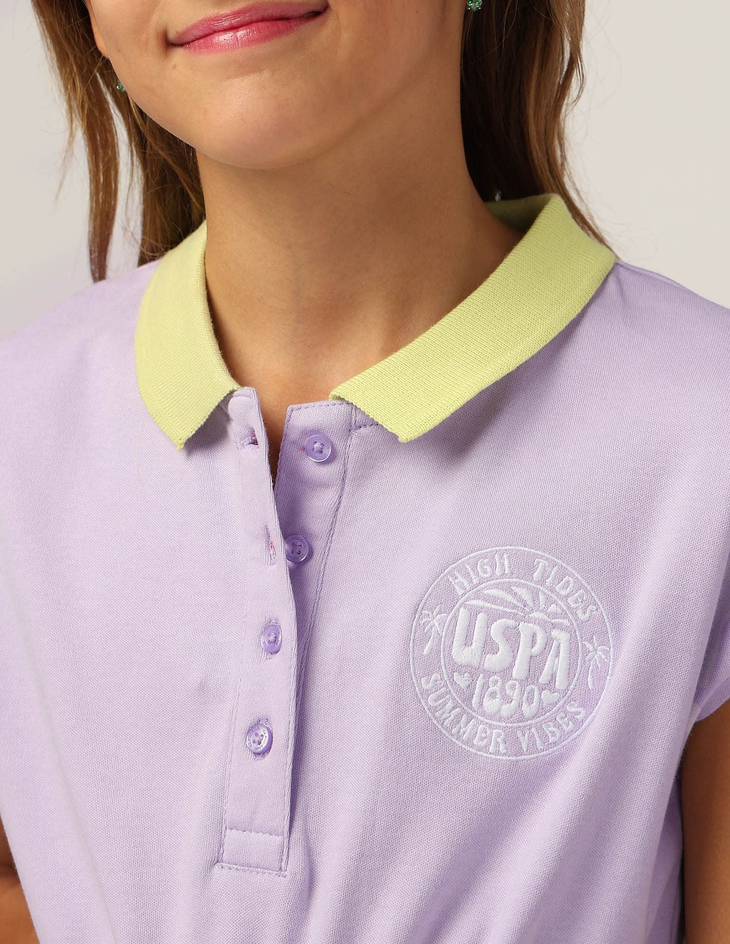 Girls Cinched Waist Polo Dress Light Purple - U.S. POLO ASSN. | Large