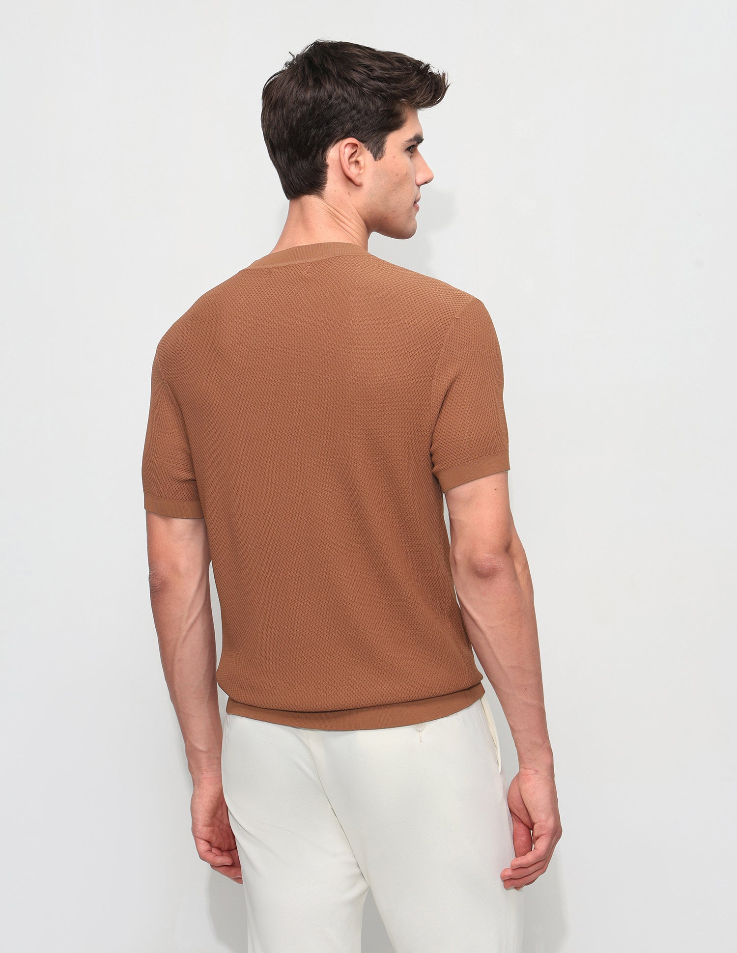 Textured Slim Fit T-Shirt Rust - U.S. Polo Assn. India | Large