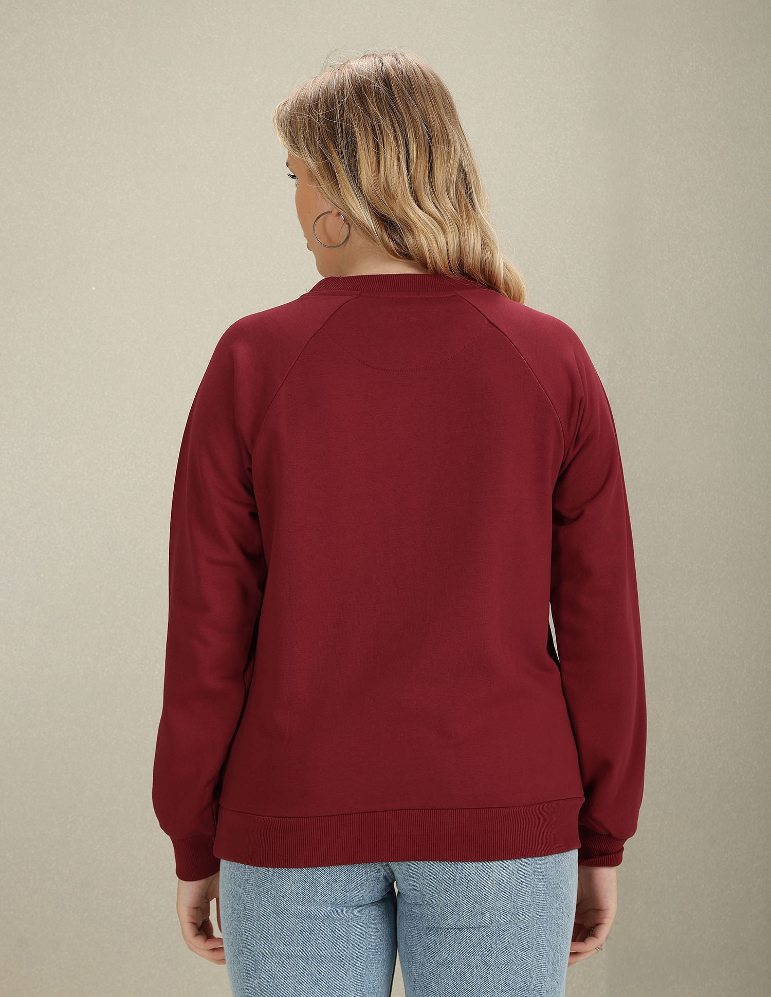 Crew Neck Embroidered Logo Sweatshirt Maroon - U.S. POLO ASSN. | Large