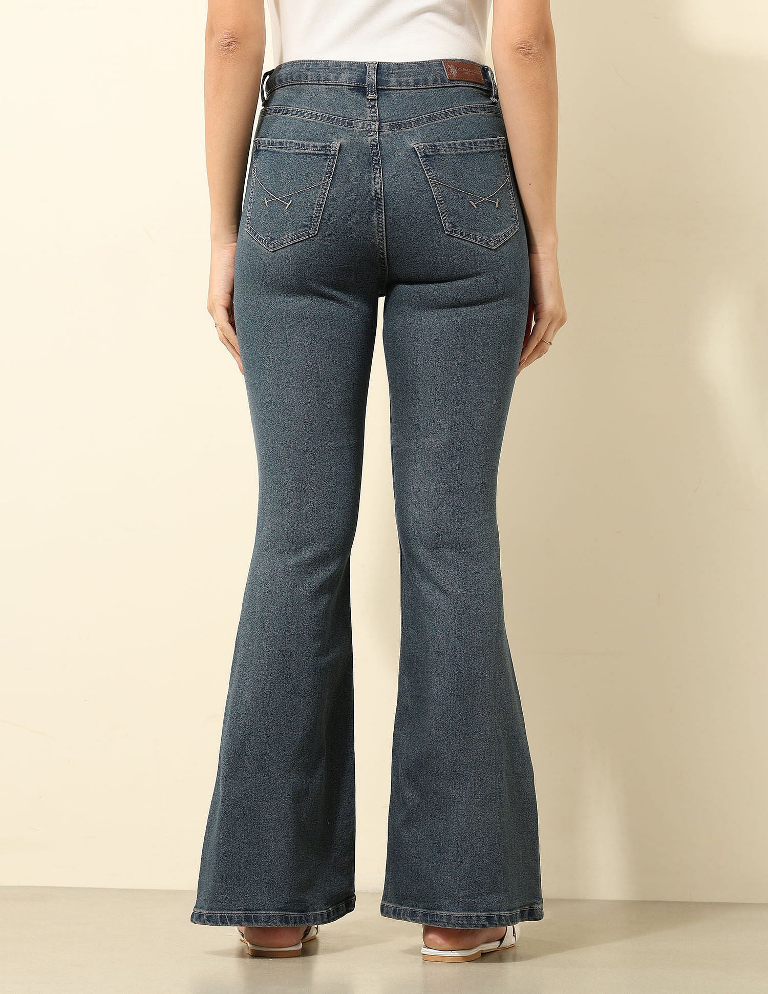 High Rise Extreme Flare Fit Jeans Dark Blue - U.S. POLO ASSN. | Large