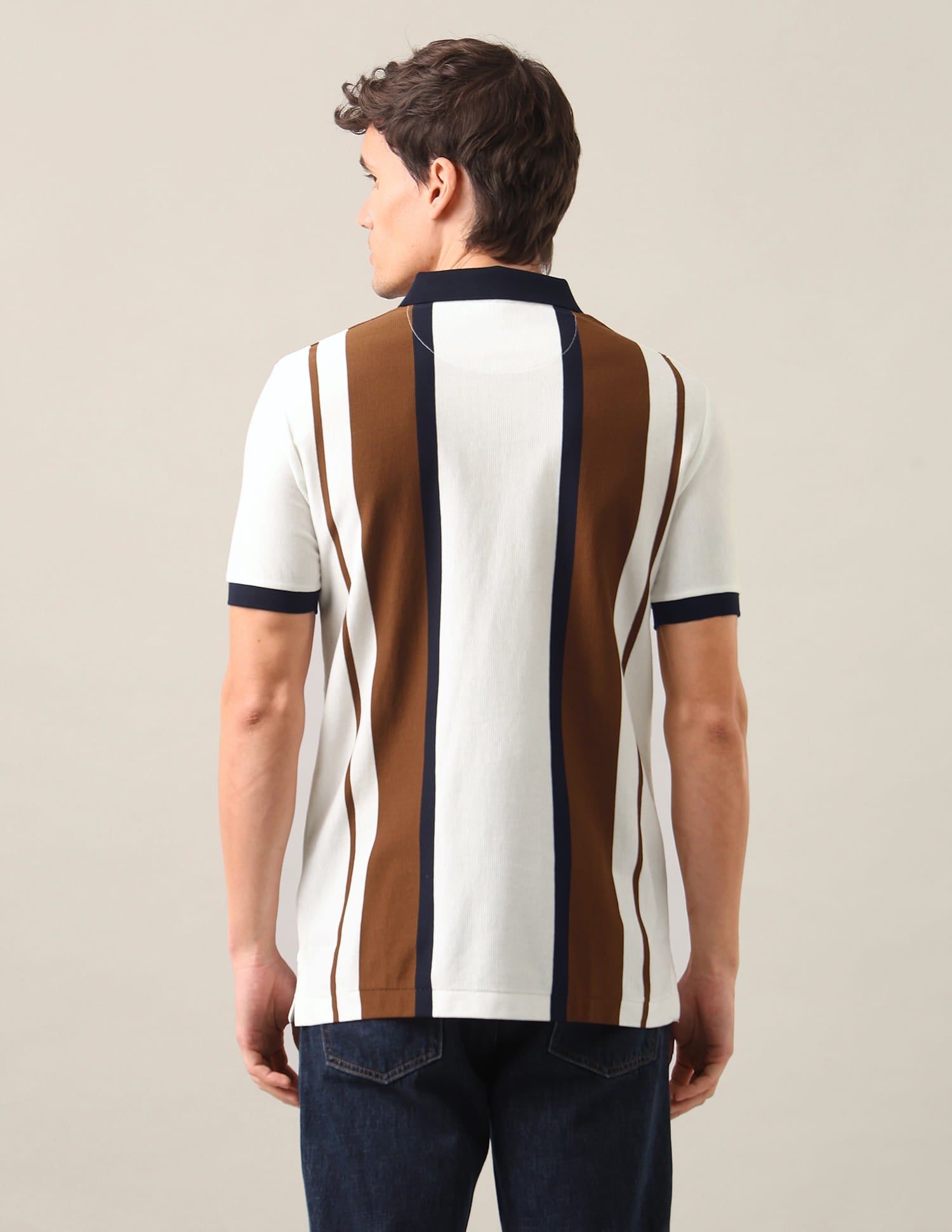 Vertical Striped Slim Fit Polo Shirt Brown - U.S. Polo Assn. India | Large