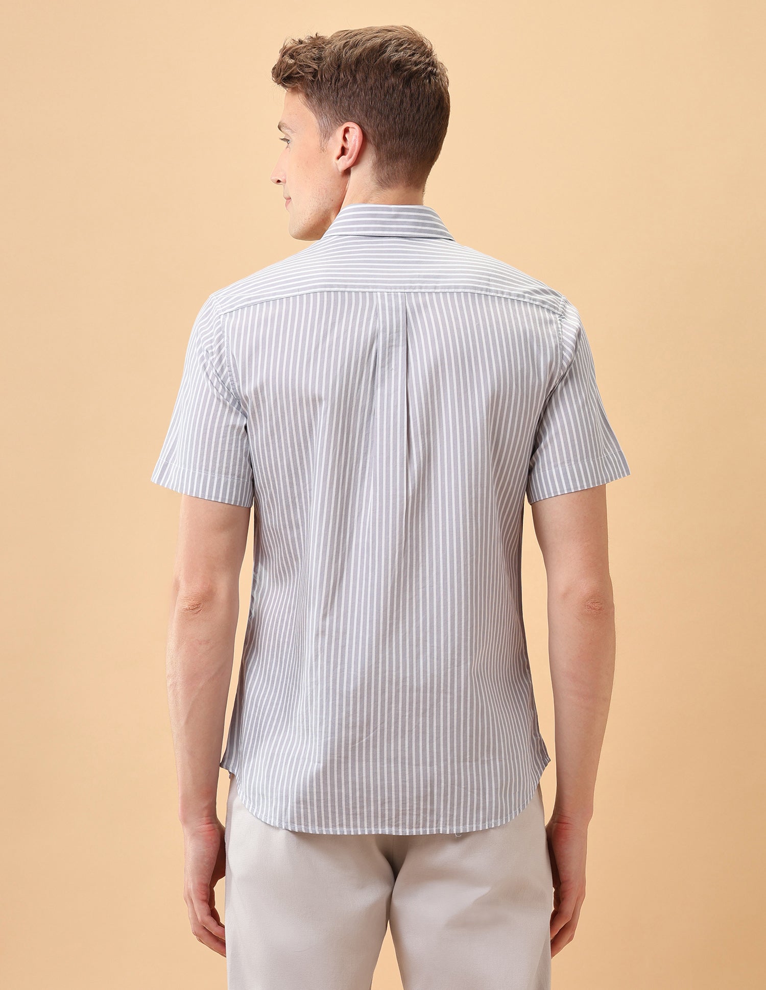 Pacho X Vertical Striped Regular Fit Shirt Grey - U.S. Polo Assn. India | Large