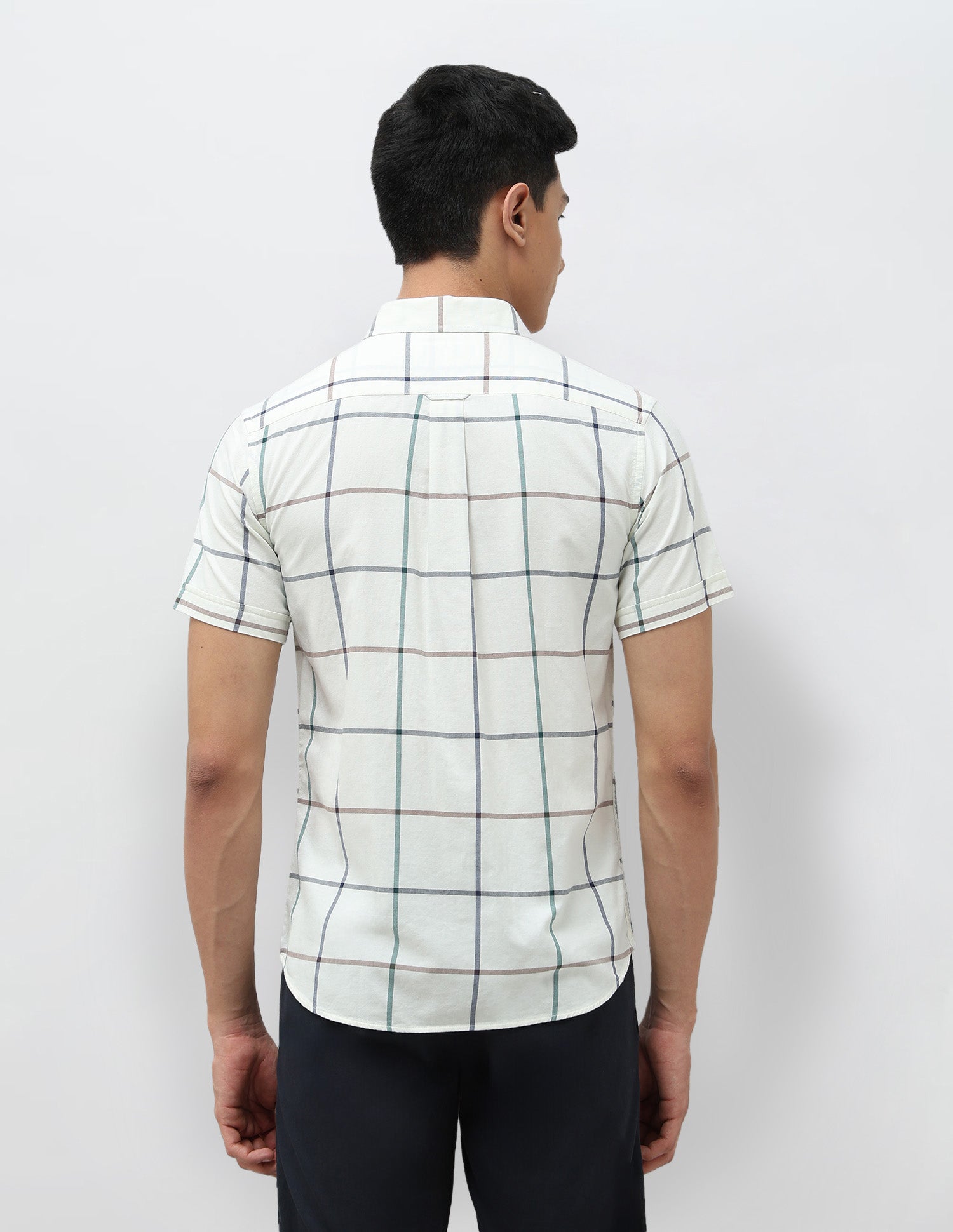 Windowpane Checked Tailored Fit Shirt Ivory - U.S. POLO ASSN. | Large