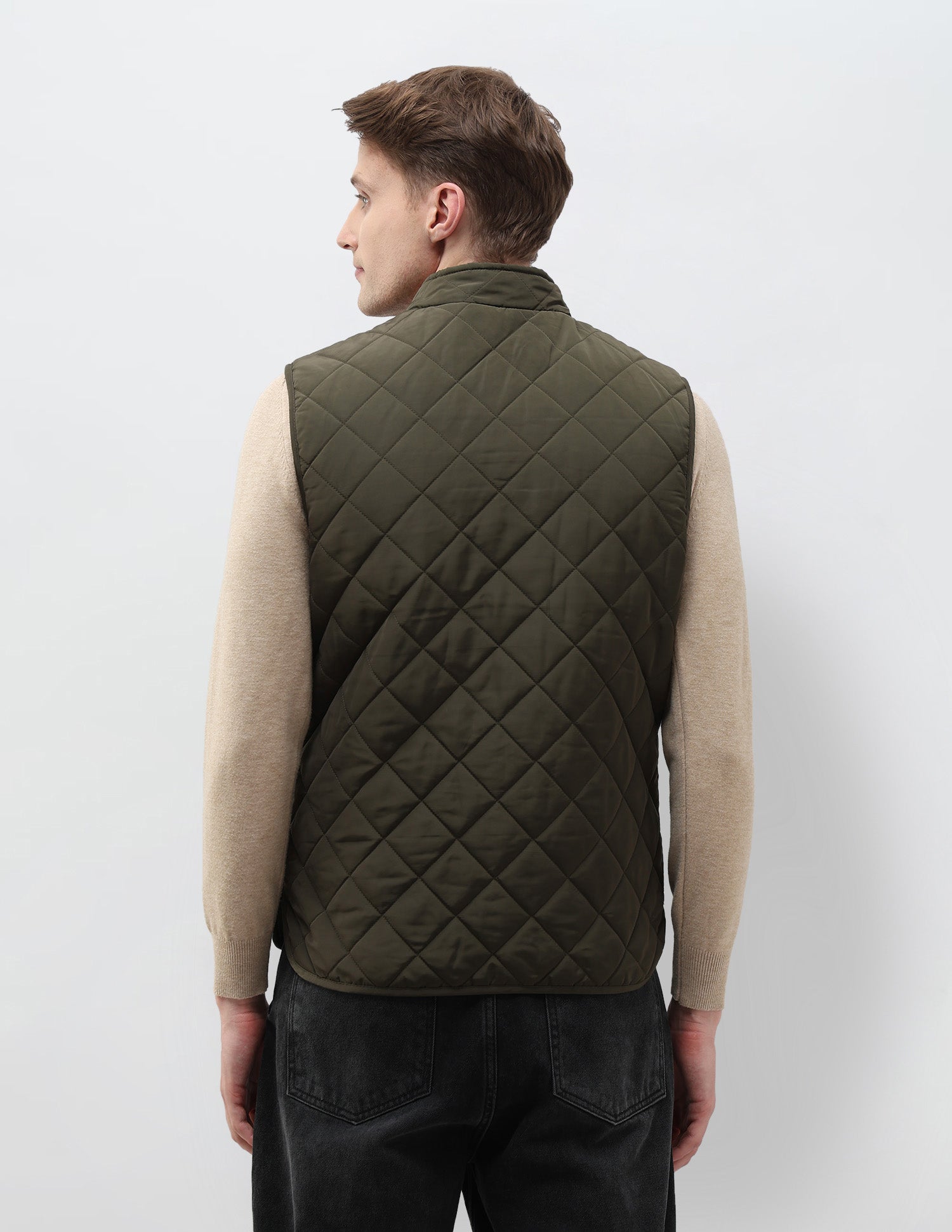 High Neck Solid Quilted Jacket Olive - U.S. POLO ASSN. | Large