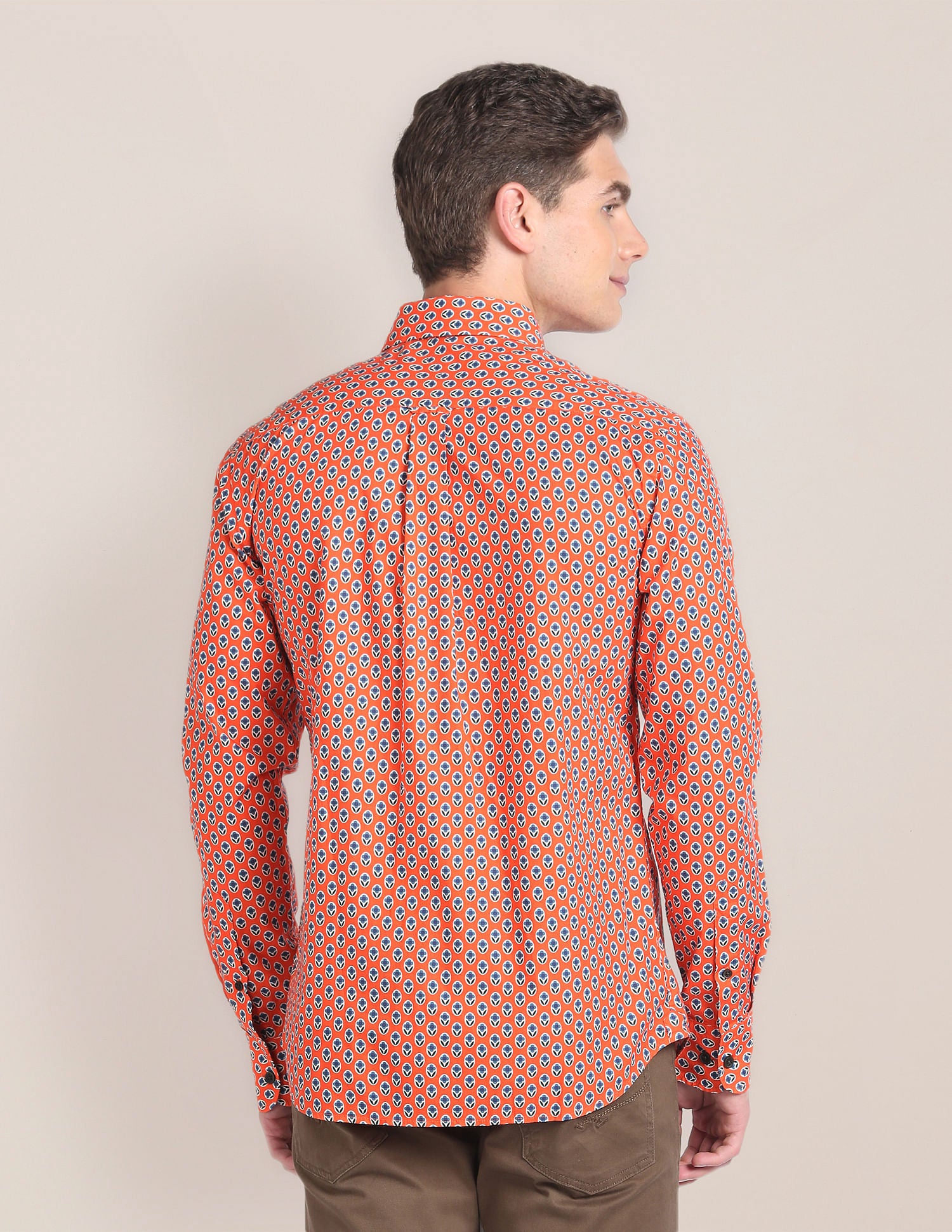 Floral Print Tailored Fit Shirt Orange - U.S. Polo Assn. India | Large