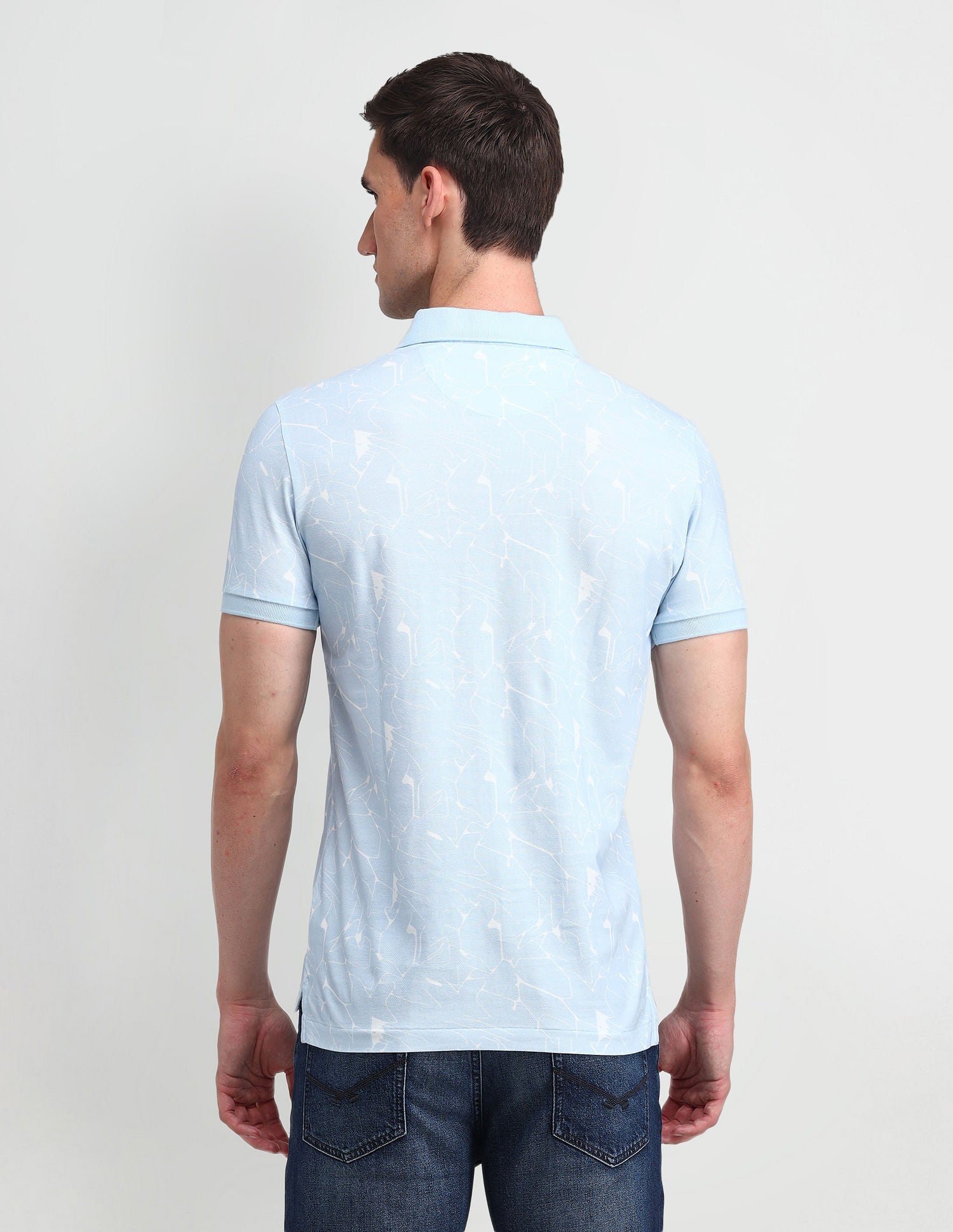 Muscle Fit Printed Polo Shirt Blue - U.S. Polo Assn. India | Large