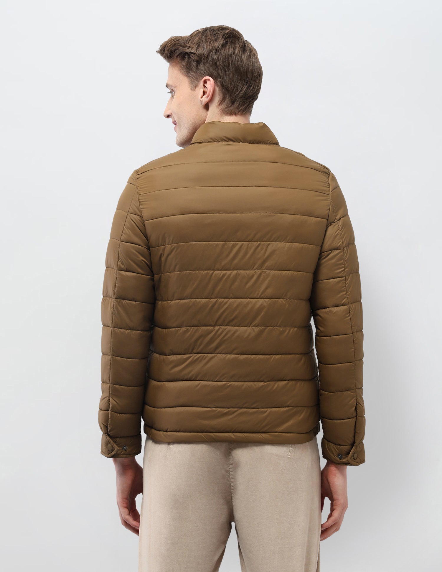 Solid Regular Fit Puffer Jacket Brown - U.S. Polo Assn. India | Large