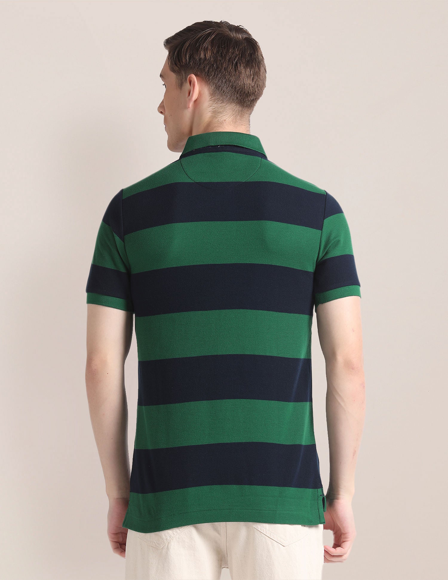 Horizontal Stripe Slim Polo Shirt Dark Green - U.S. Polo Assn. India | Large