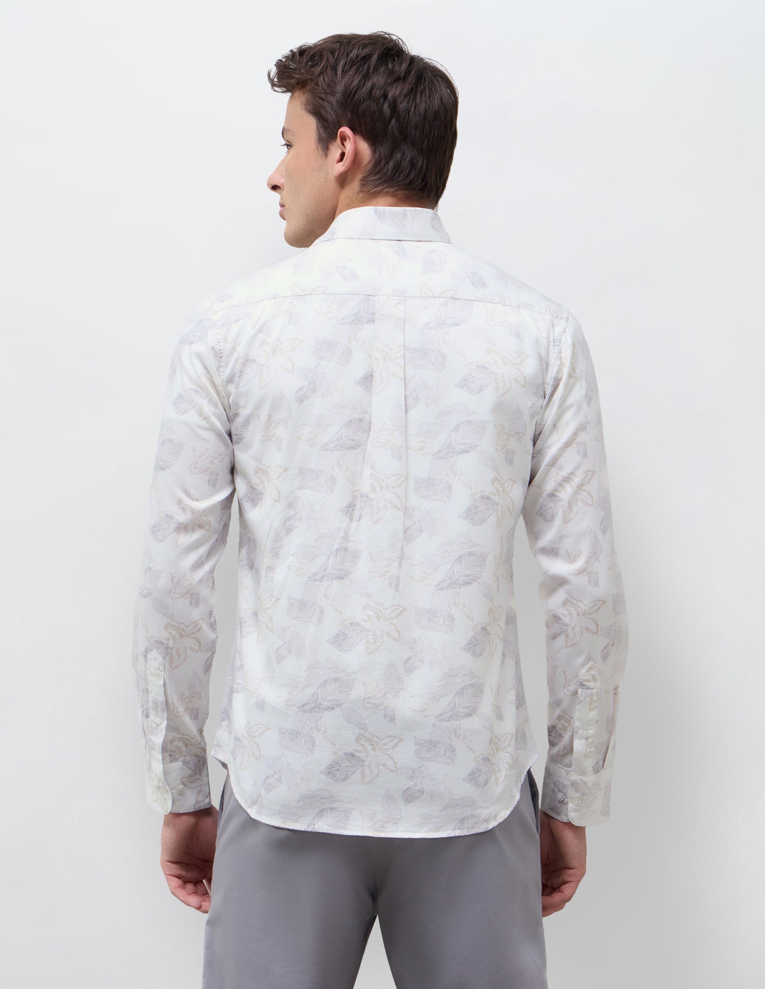 Satin Floral Printed Shirt Light Grey - U.S. Polo Assn. India | Large