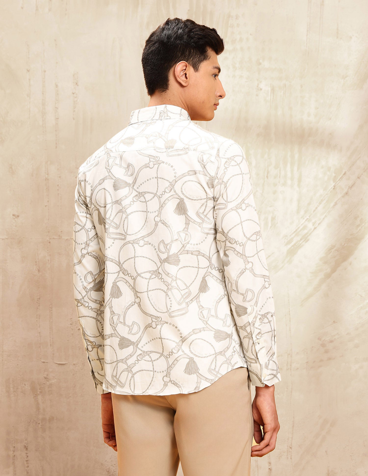 Satin All Over Printed Shirt Ivory - U.S. POLO ASSN. | Large