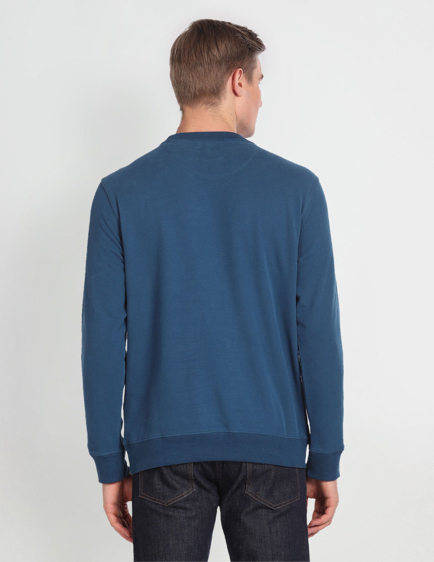 Brand Print Crew Neck Sweatshirt Teal - U.S. Polo Assn. India | Large