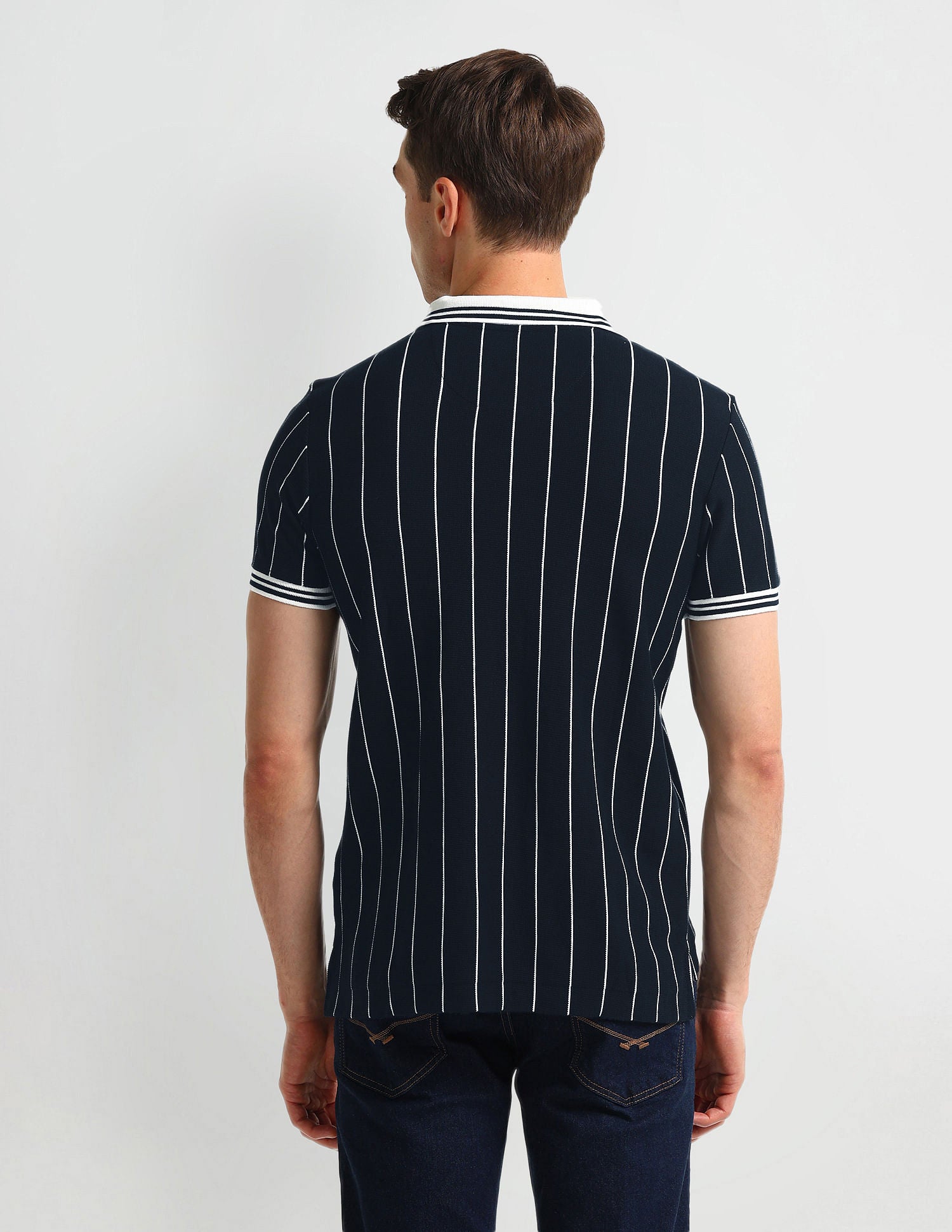 Muscle Fit Striped Polo Shirt Blue - U.S. Polo Assn. India | Large
