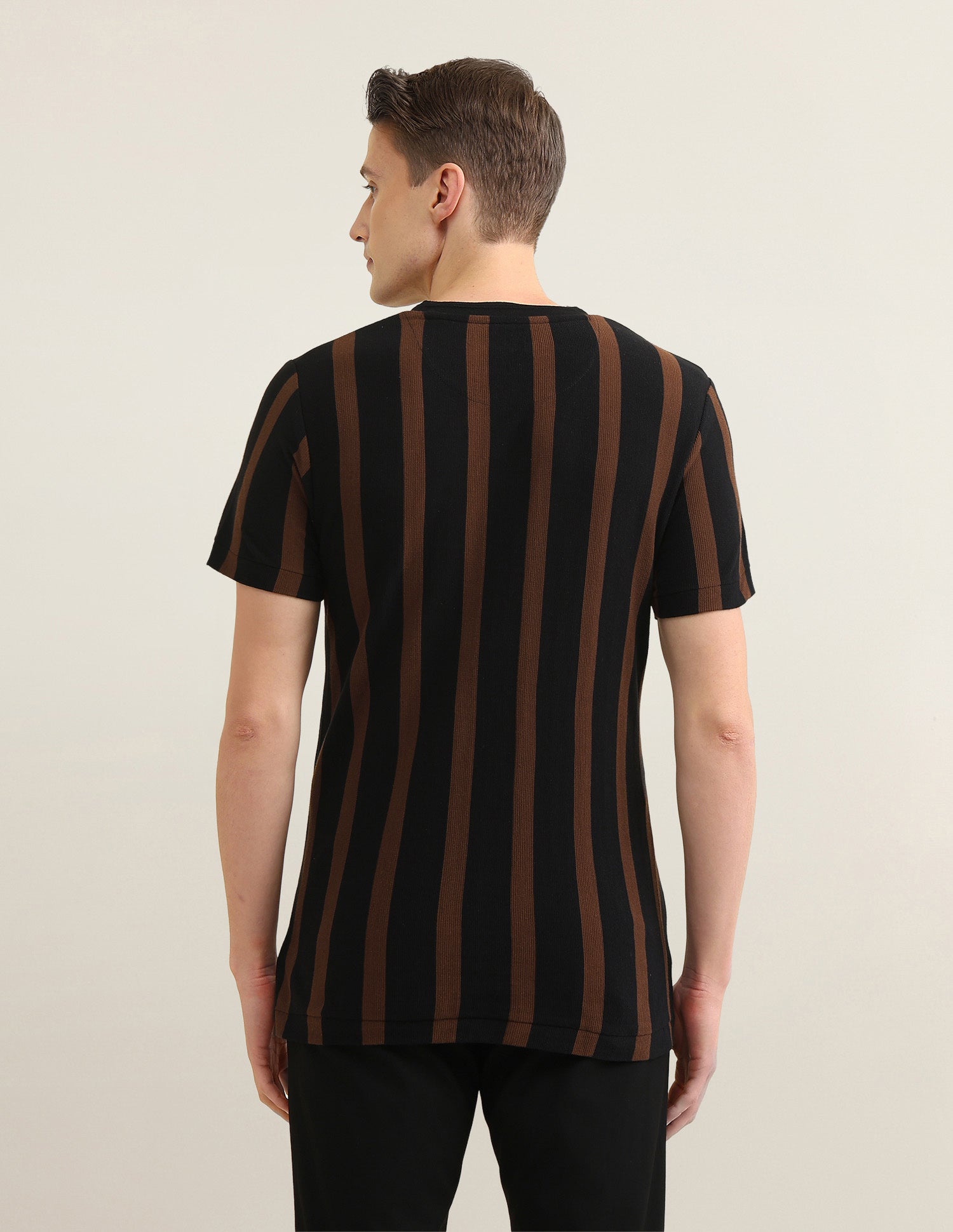 Vertical Striped Sotogrande Slim Fit T-Shirt Black - U.S. Polo Assn. India | Large