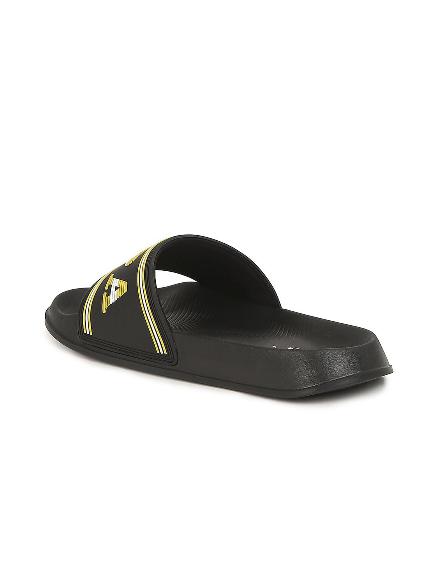 Men Embossed Logo Non-Skid Lightweight Nordin Slides Black - U.S. Polo Assn. India | Large