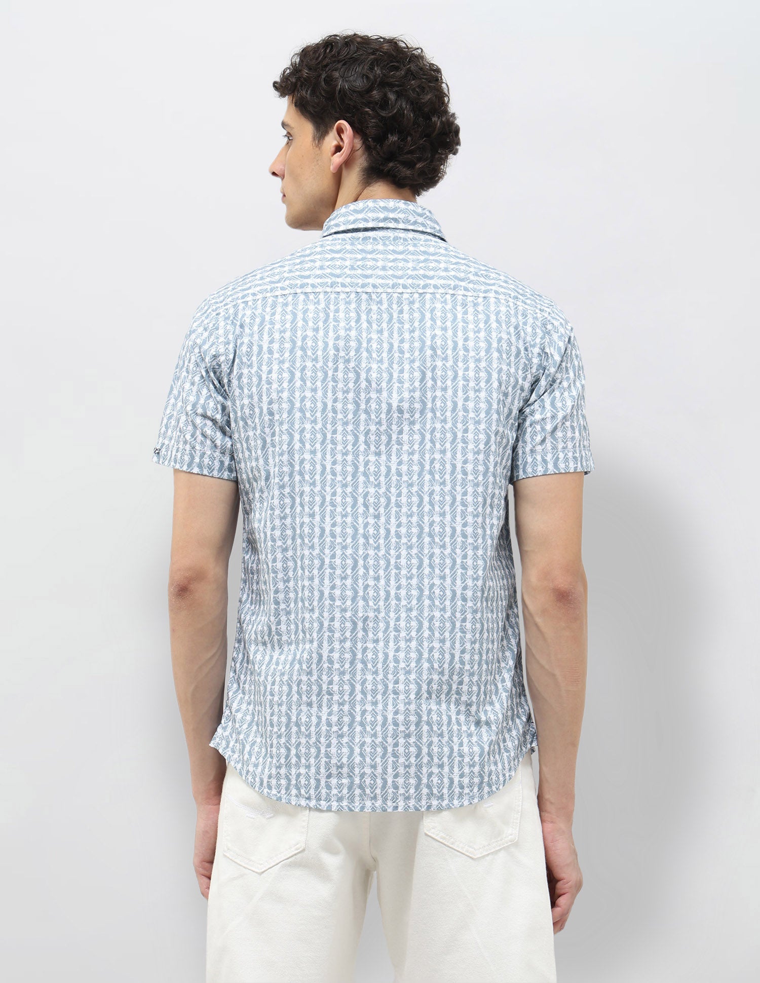 All Over Printed Pure Cotton Shirt Teal - U.S. POLO ASSN. | Large