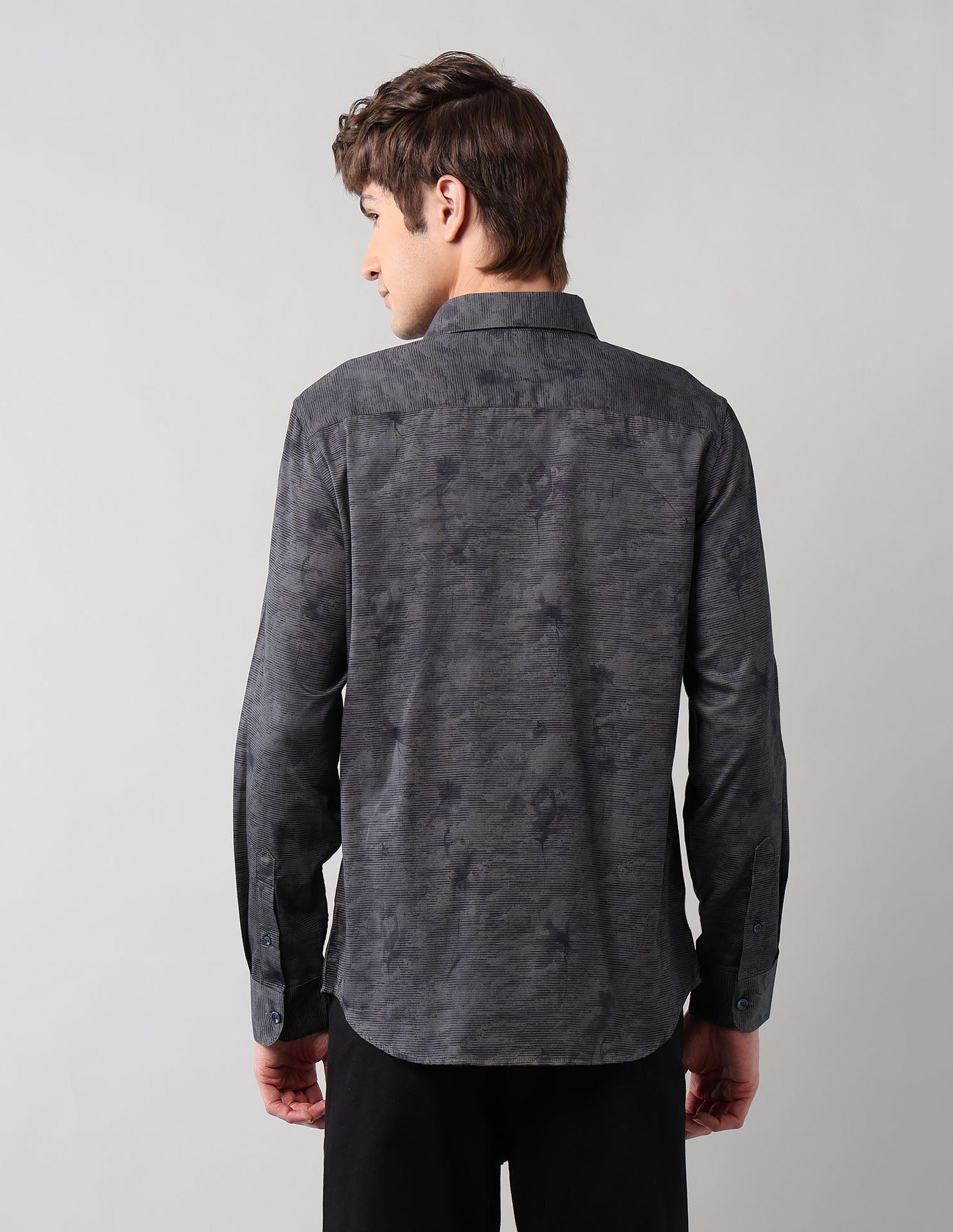 All-Over Printed Pure Cotton Shirt Dark Grey - U.S. Polo Assn. India | Large
