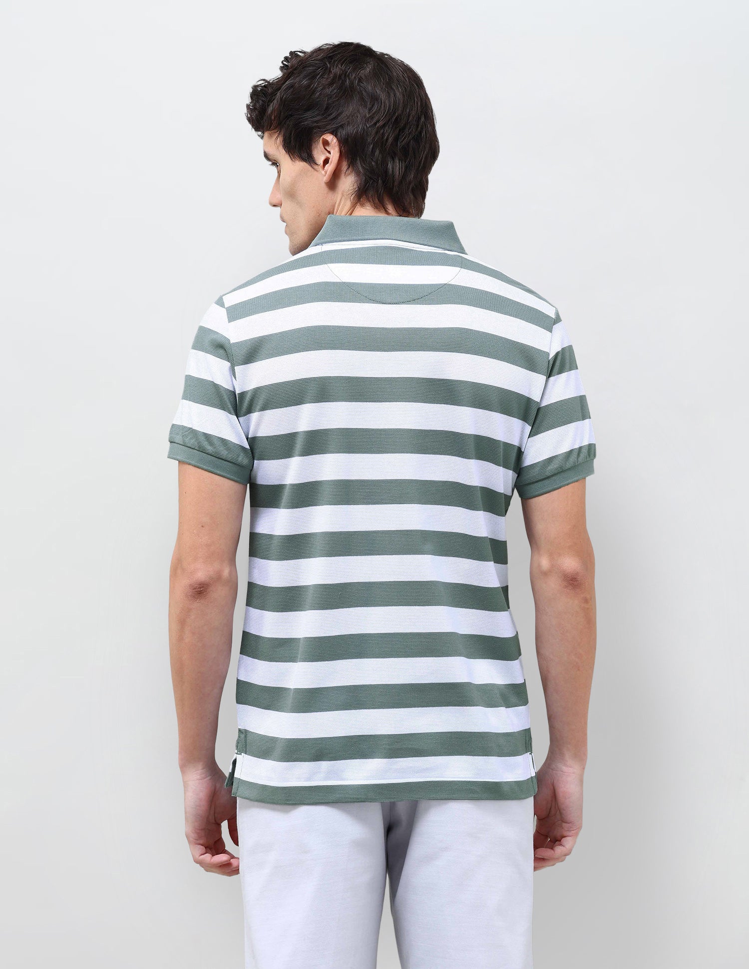 Horizontal Striped Slim Fit Polo Shirt Light Green - U.S. Polo Assn. India | Large