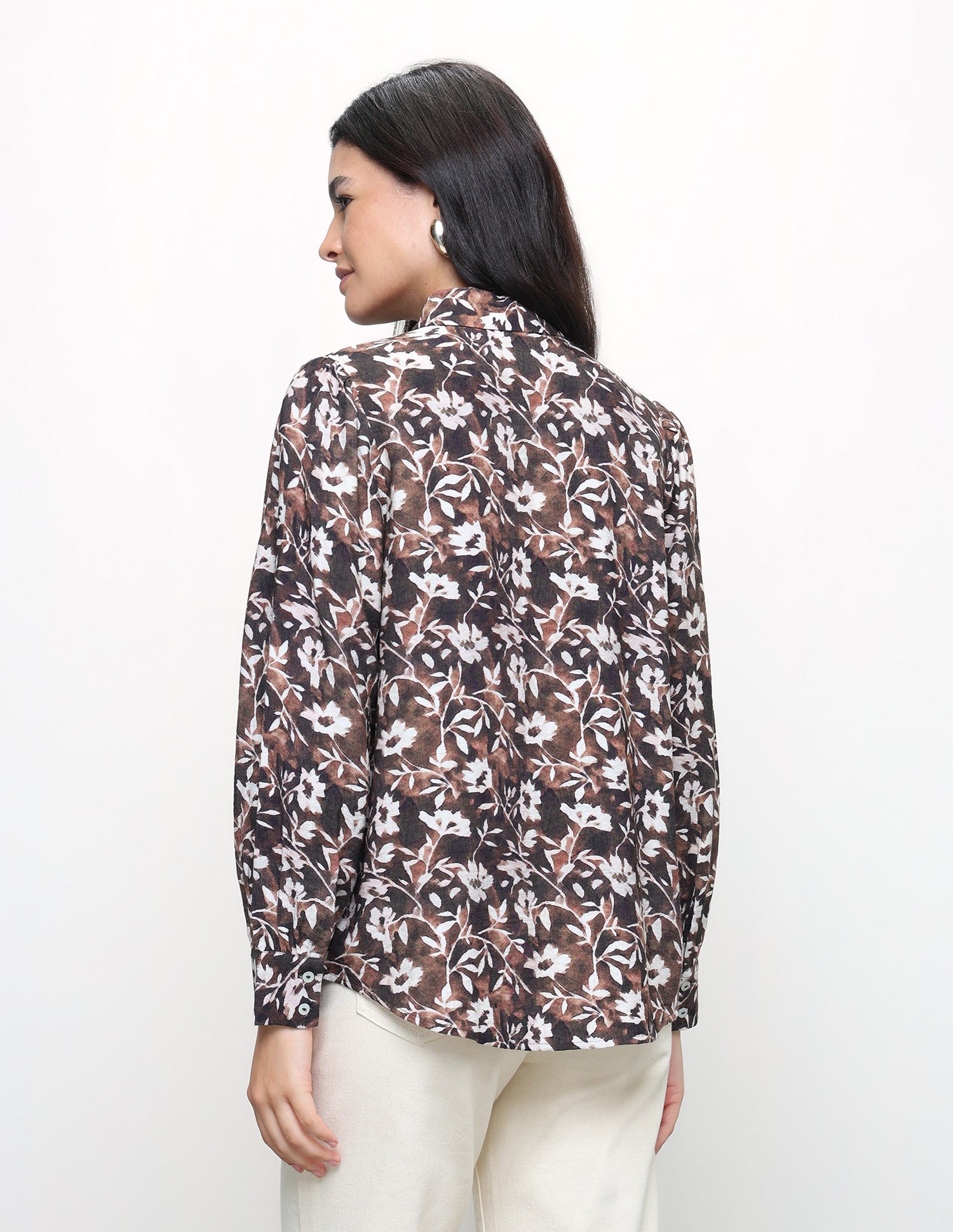 Floral Printed Regular Fit Shirt Dark Brown - U.S. Polo Assn. India | Large