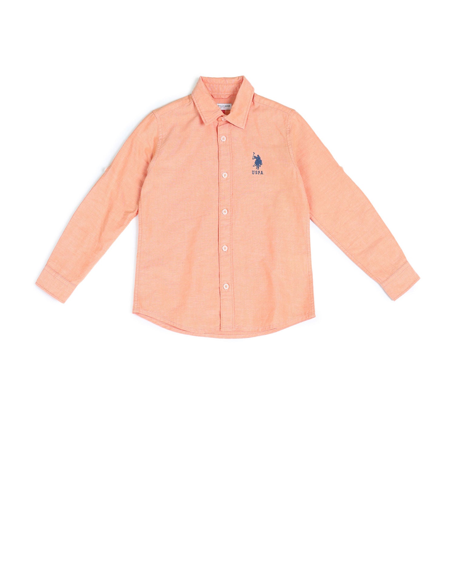 Dobby Regular Fit Solid Shirt Light Orange - U.S. POLO ASSN. | Large