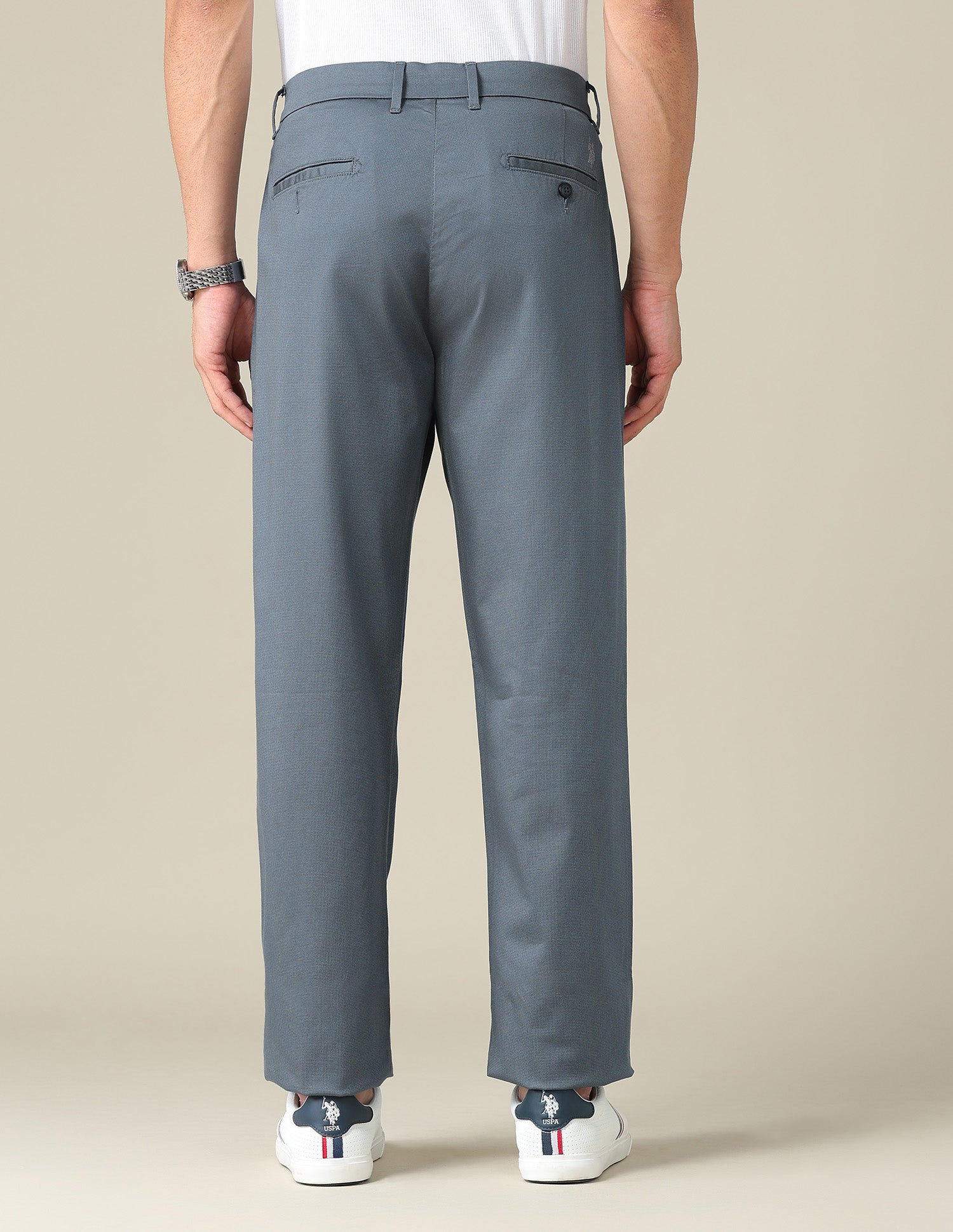 Riley Straight Fit Satin Trousers Dark Blue - U.S. POLO ASSN. | Large