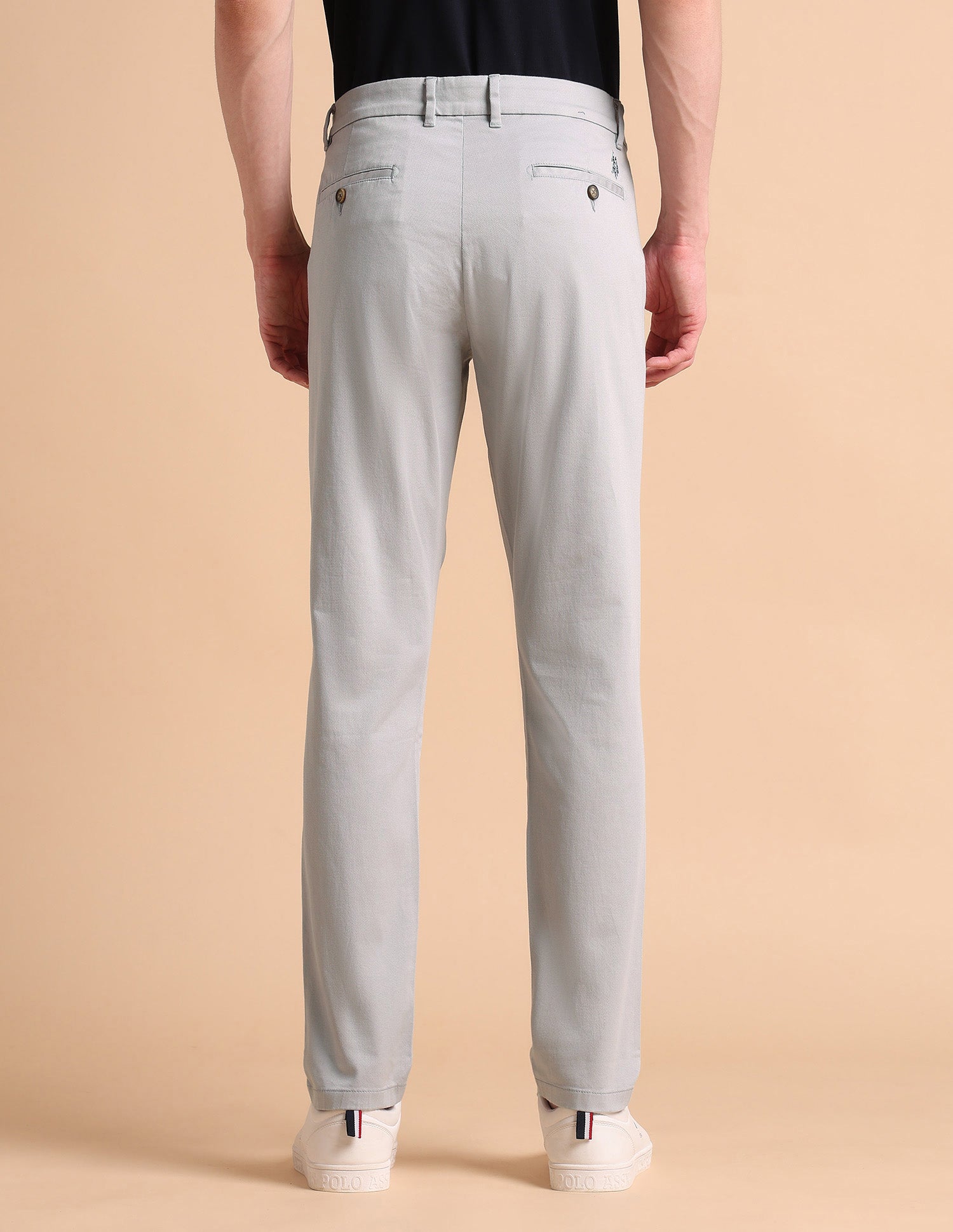 Super Slim Fit Satin Chinos Lightgrey - U.S. POLO ASSN. | Large