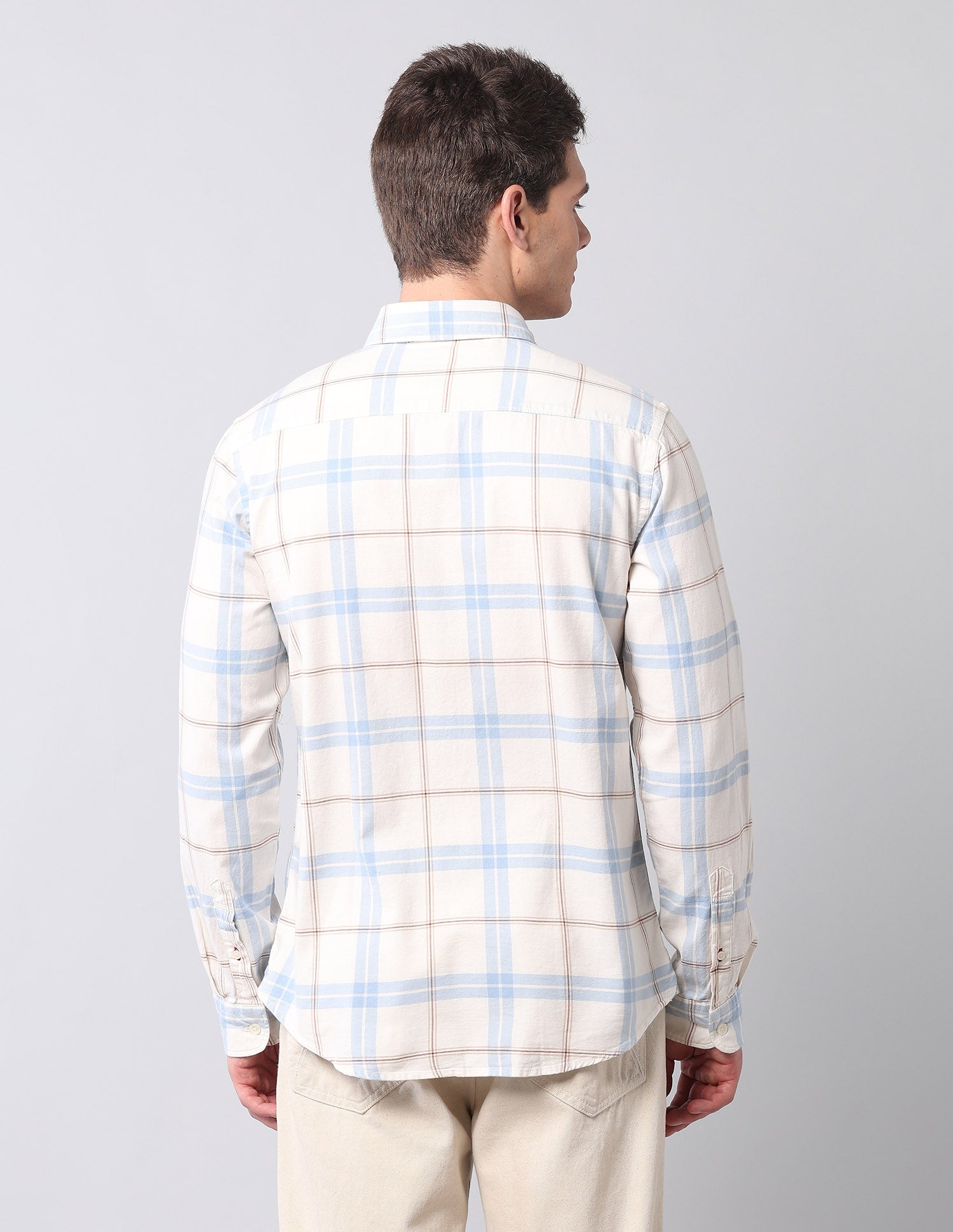 Tartan Checked Pure Cotton Shirt Ivory - U.S. Polo Assn. India | Large