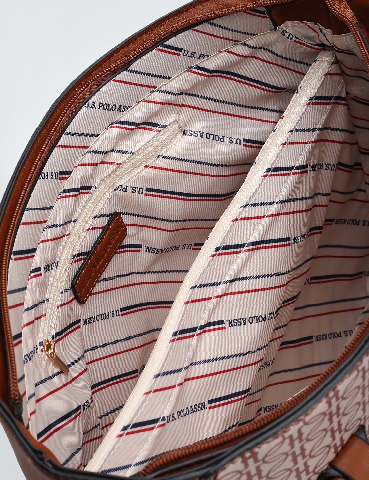 Panelled Monogram Handbag Beige - U.S. POLO ASSN. | Large