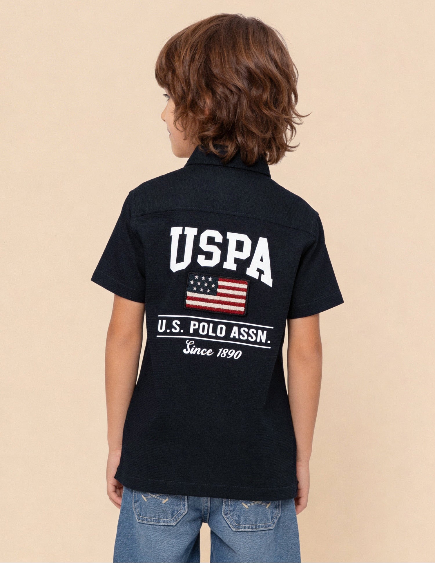 Brand Appliqued Textured Shirt Navy - U.S. Polo Assn. India | Large