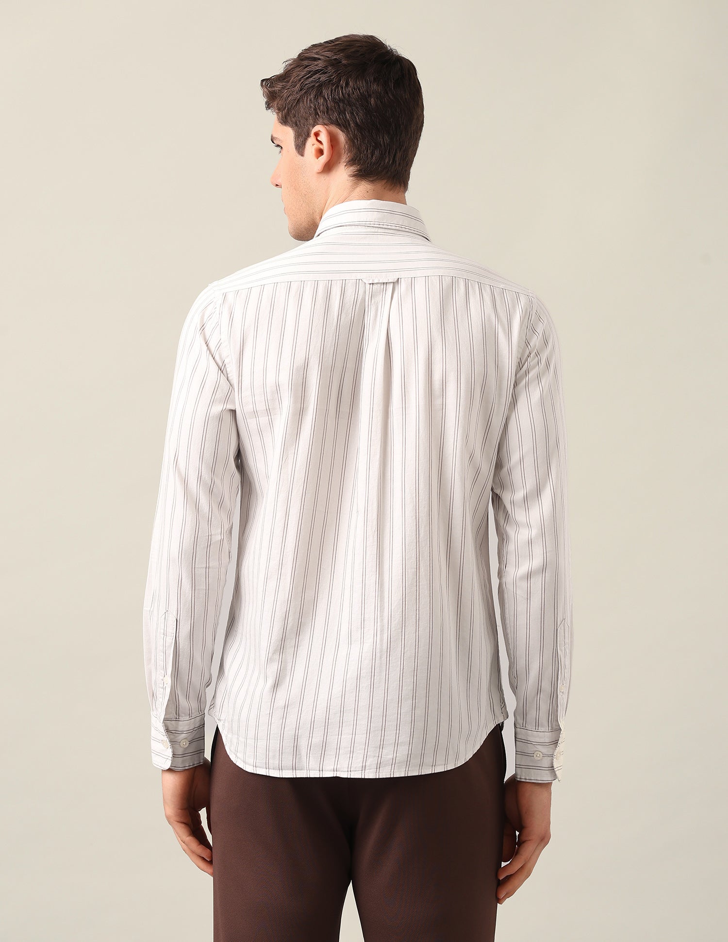 Vertical Striped Twill Shirt Ivory - U.S. Polo Assn. India | Large