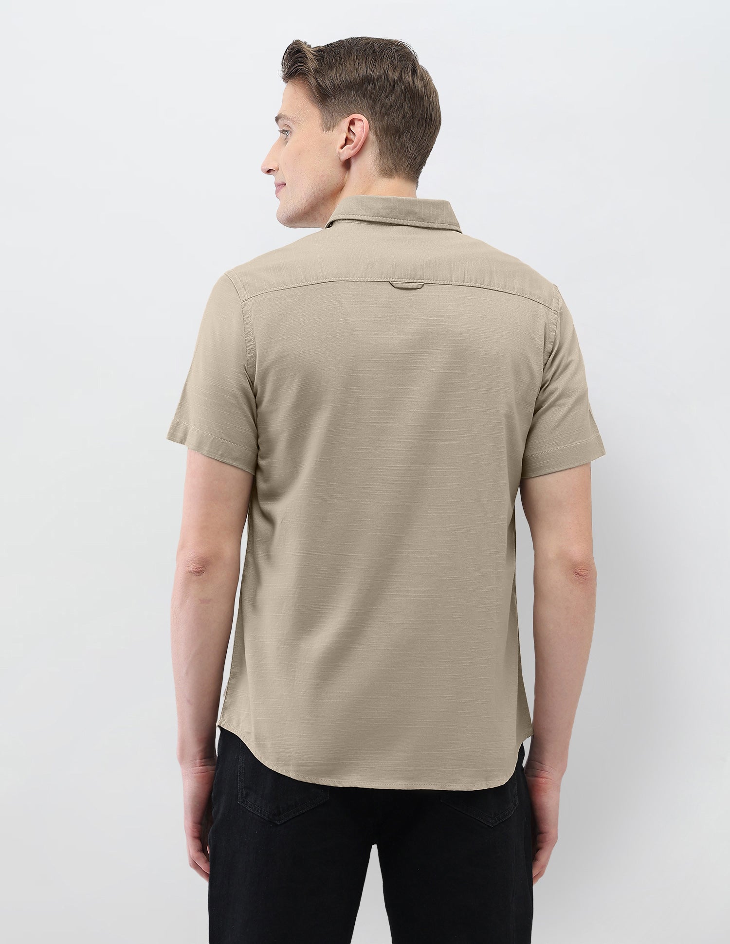 Solid Motel On The Coast Shirt Khaki - U.S. Polo Assn. India | Large