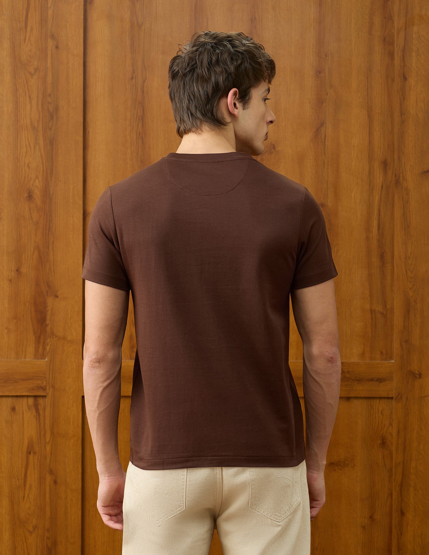 Solid Slim Fit T-Shirt Brown - U.S. Polo Assn. India | Large