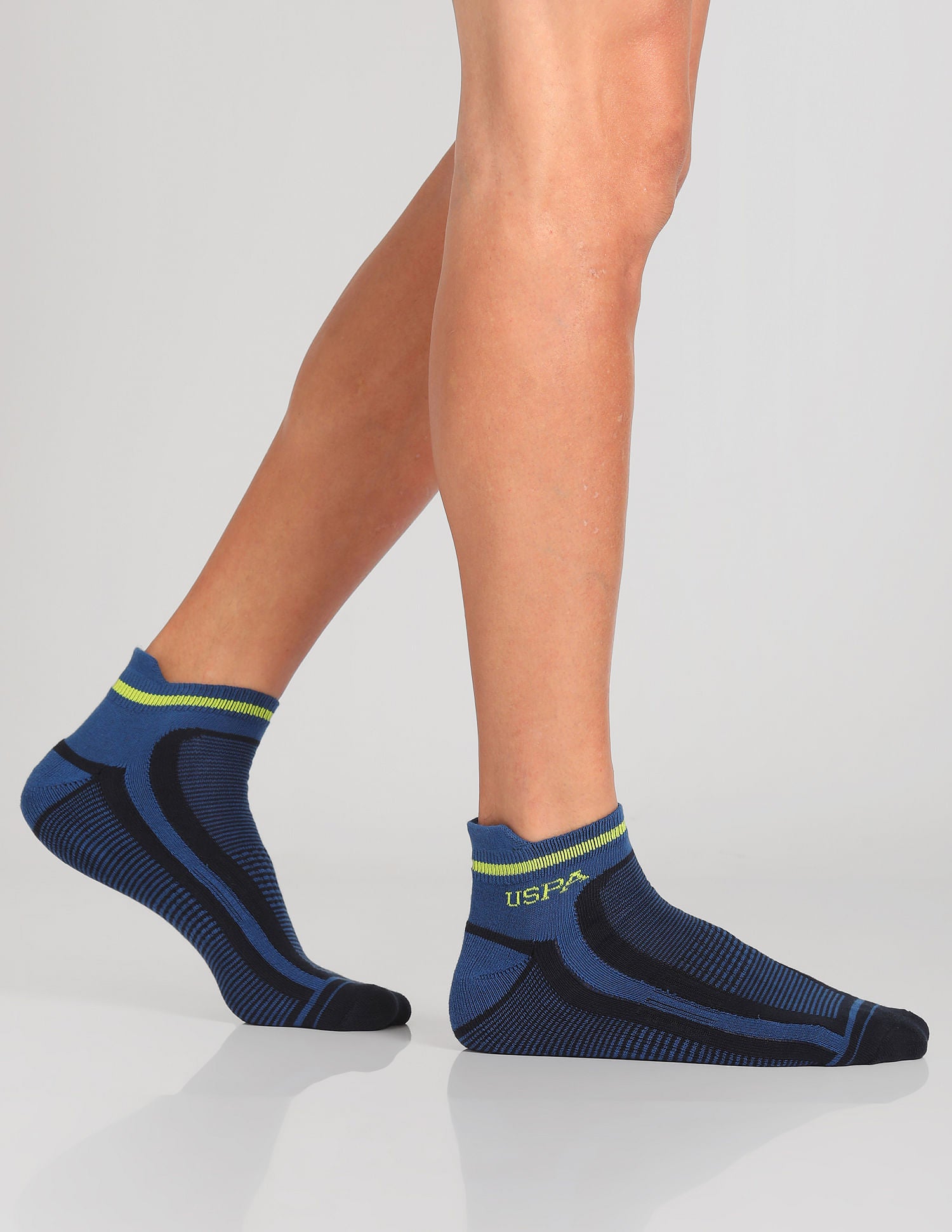 Ankle Length Striped ES006 Socks - Pack Of 3 Blue, Navy and Black - U.S. POLO ASSN. | Large