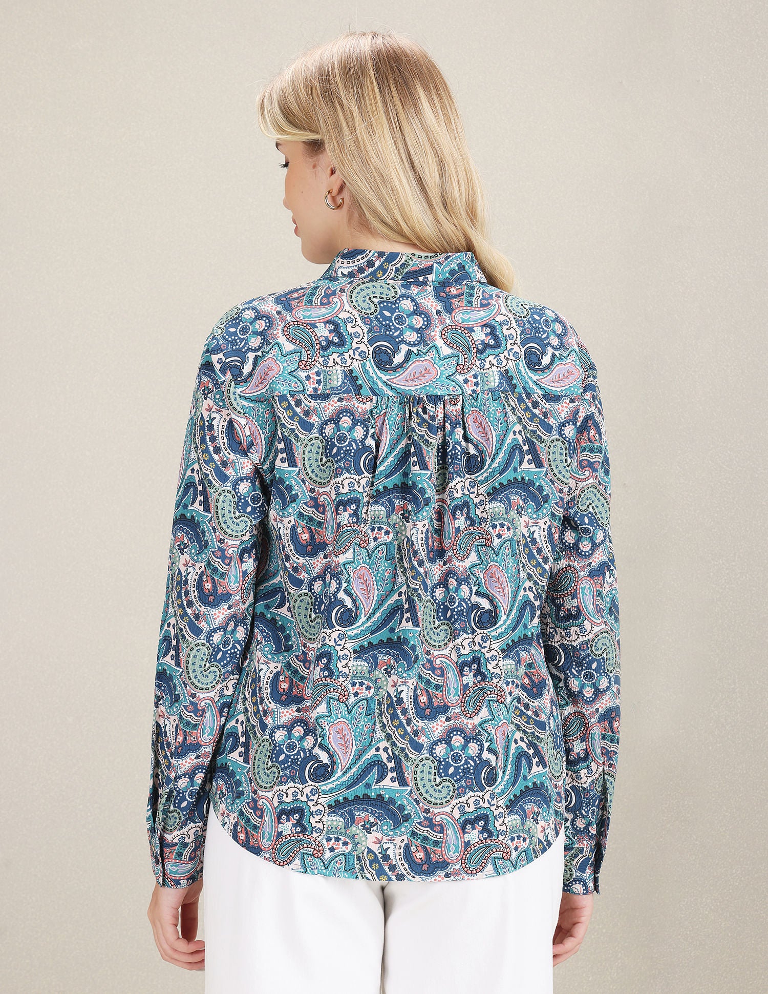 Paisley Print Textured Shirt Navy - U.S. Polo Assn. India | Large