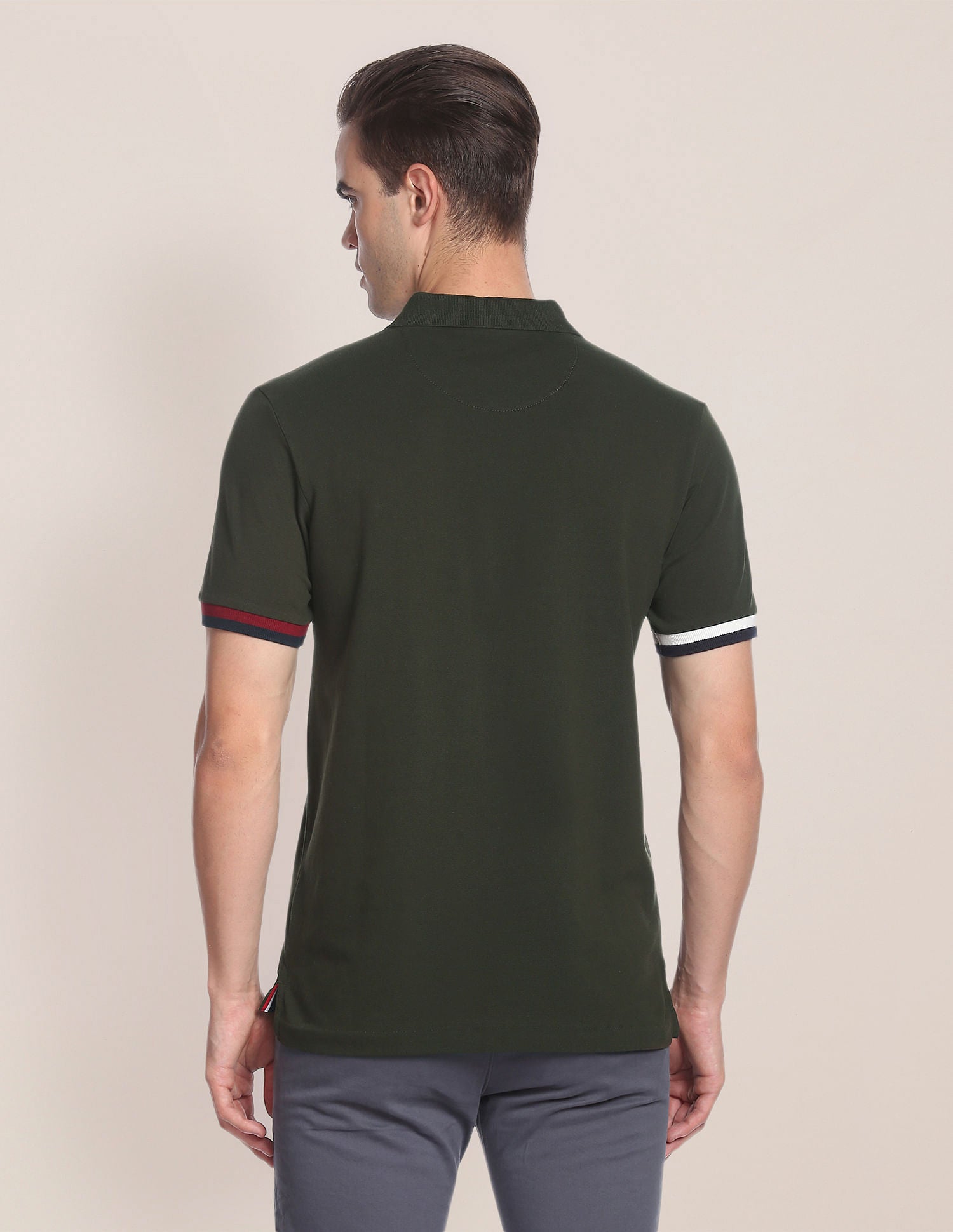 Solid Pique Stretch Polo Shirt Olive - U.S. Polo Assn. India | Large