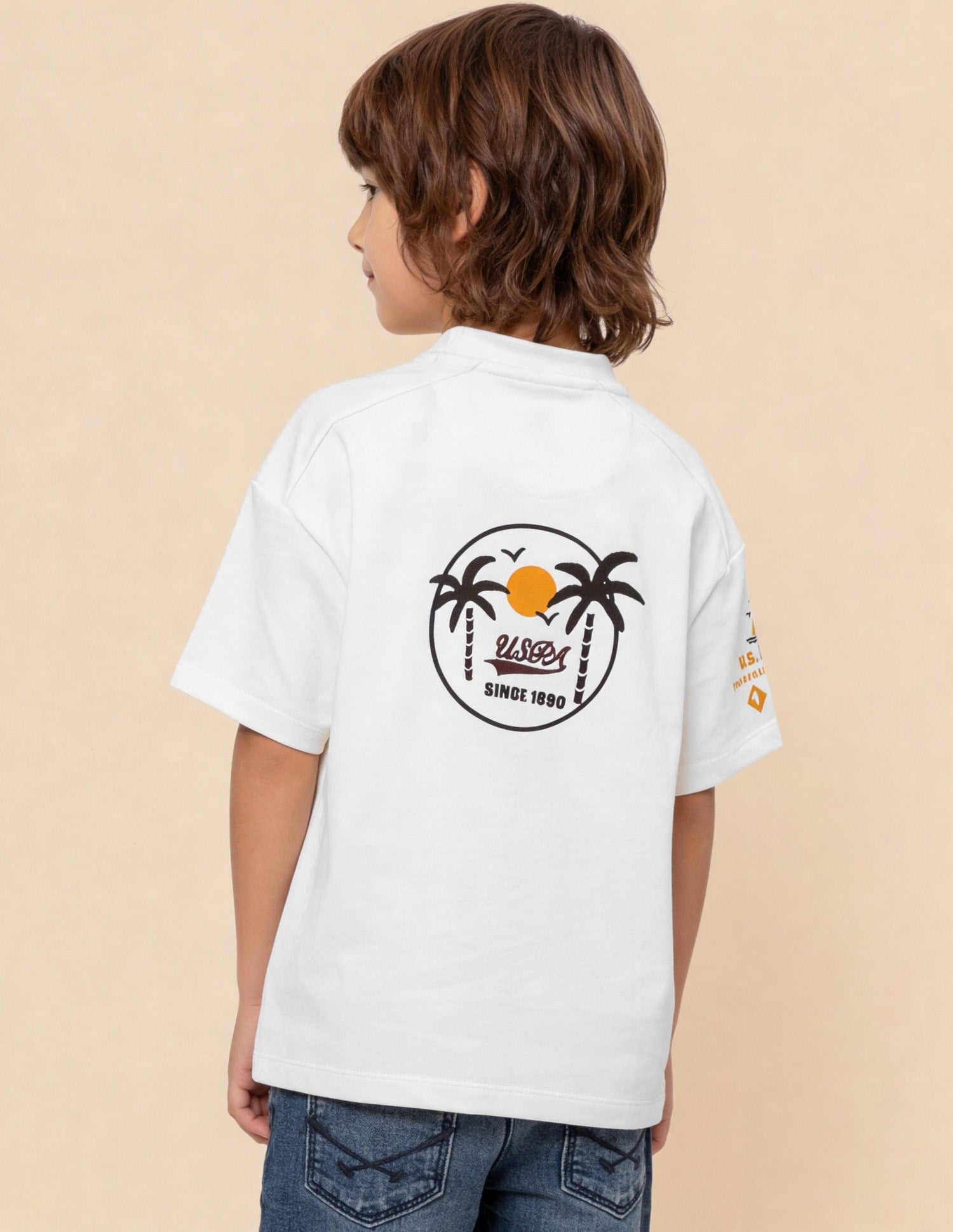 Graphic Brand Printed Oversized Fit T-Shirt Off White - U.S. Polo Assn. India | Large
